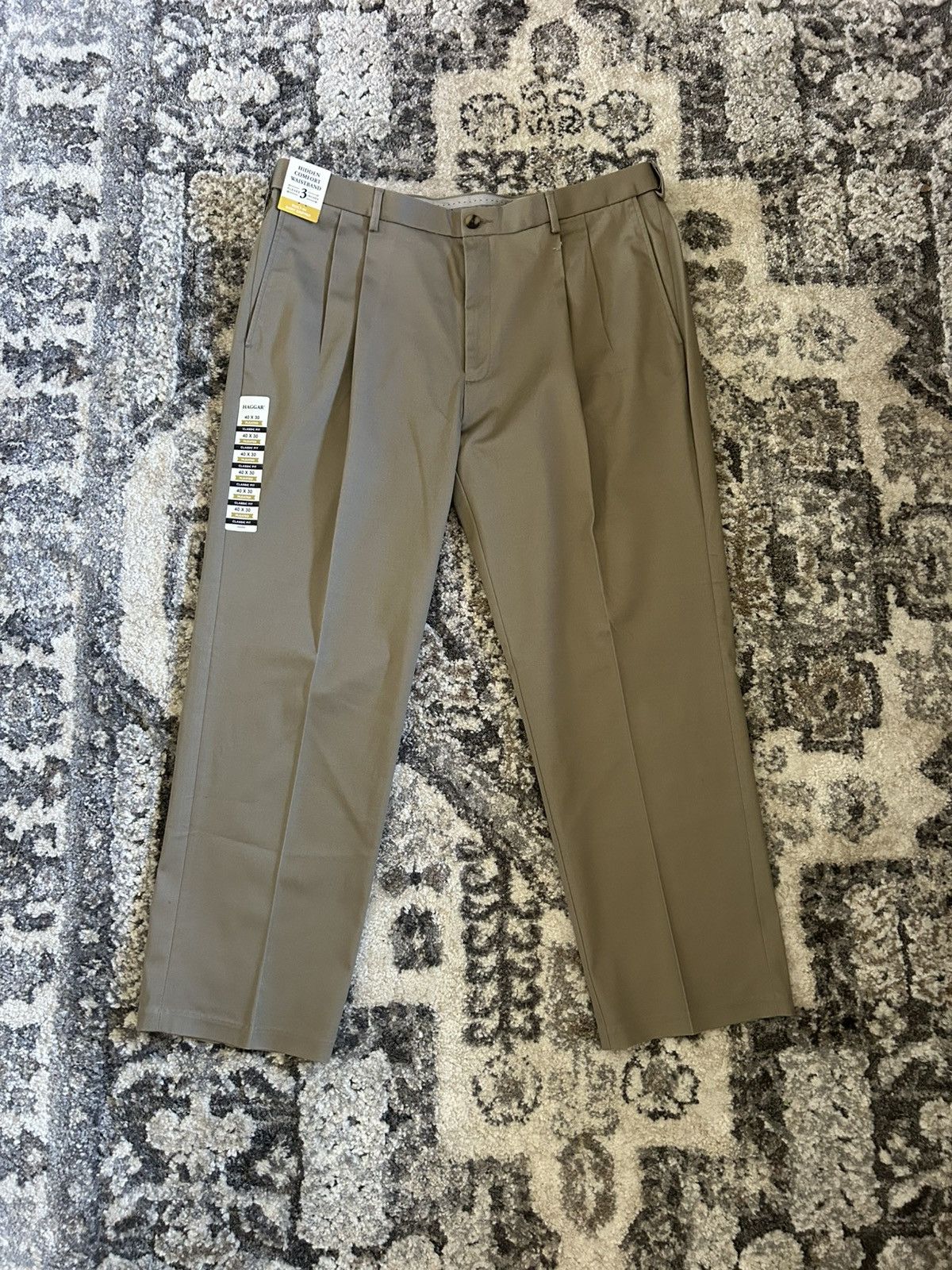 Stussy NWT Haggar pleated dress pants tan khaki 40x30 Size US 40 / EU 56 - 1 Thumbnail