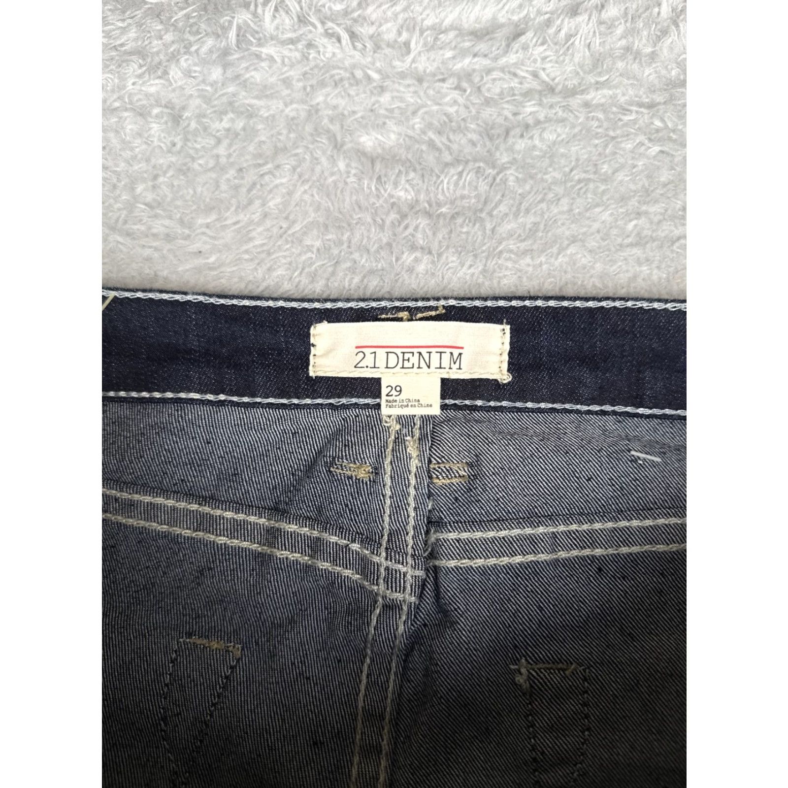 Denime 2.1 Denim Skinny Jeans Womens 29 Blue Dark Wash Distressed Mid Rise 29x27 Slim Size 29" - 6 Thumbnail