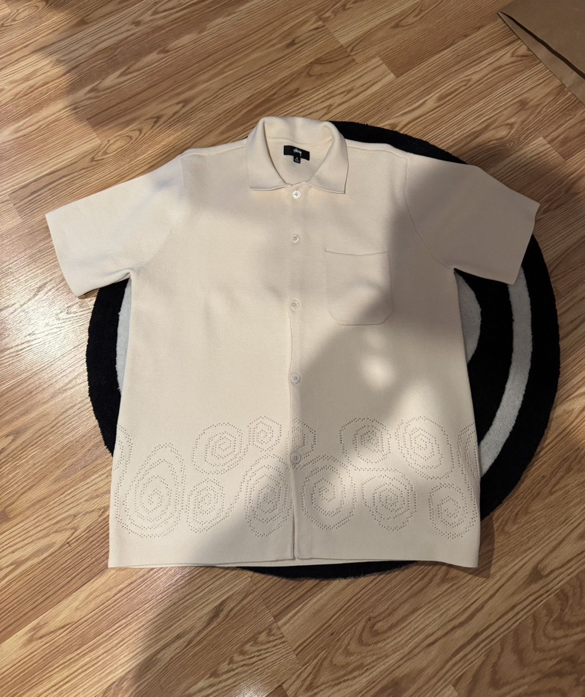 STUSSY Perforated Swirl Knit Shirt - Black | TheRoom