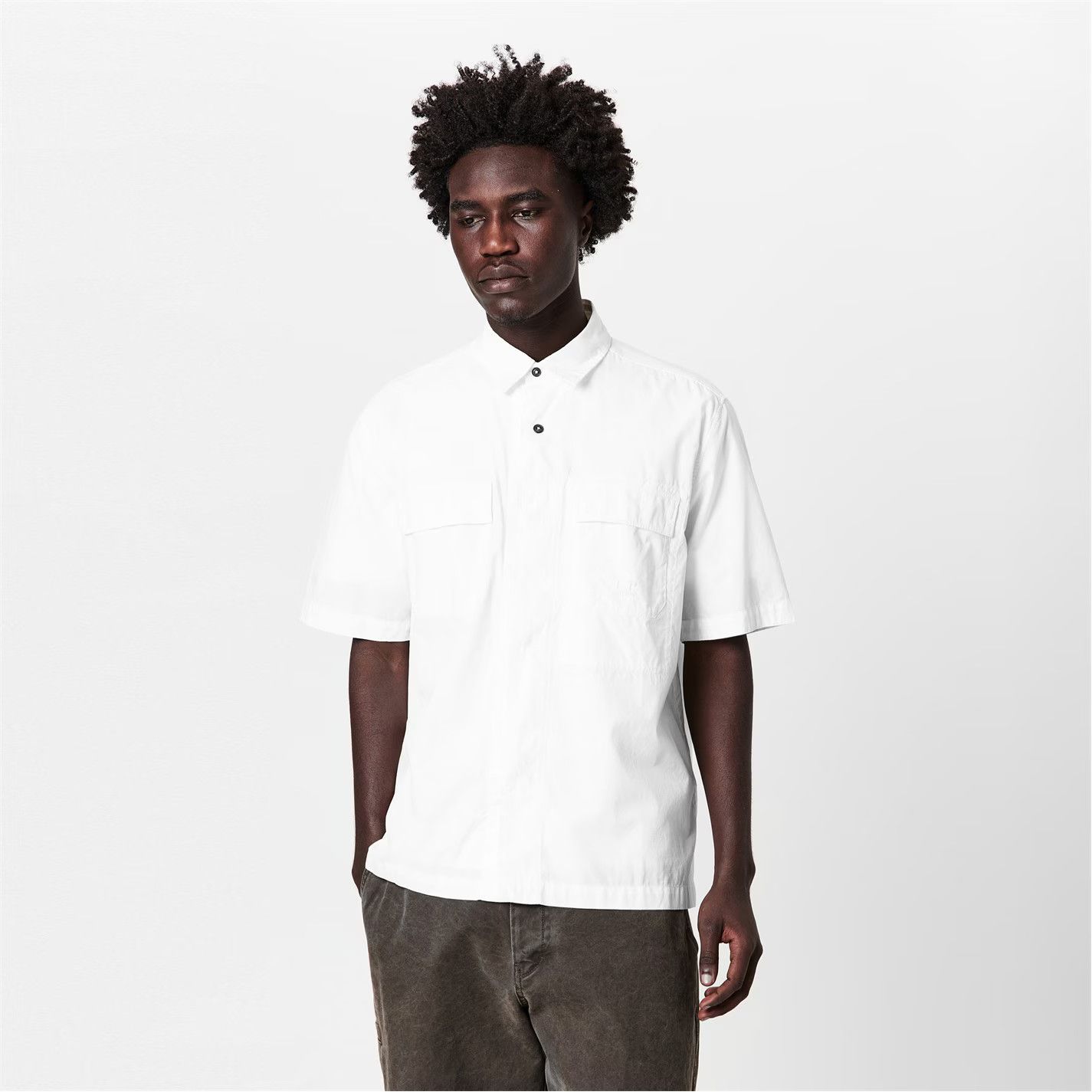 C.P. Company o1g2r1mq0426 Short Sleeve Ripstop Shirt in White Size US M / EU 48-50 / 2 - 4 Thumbnail