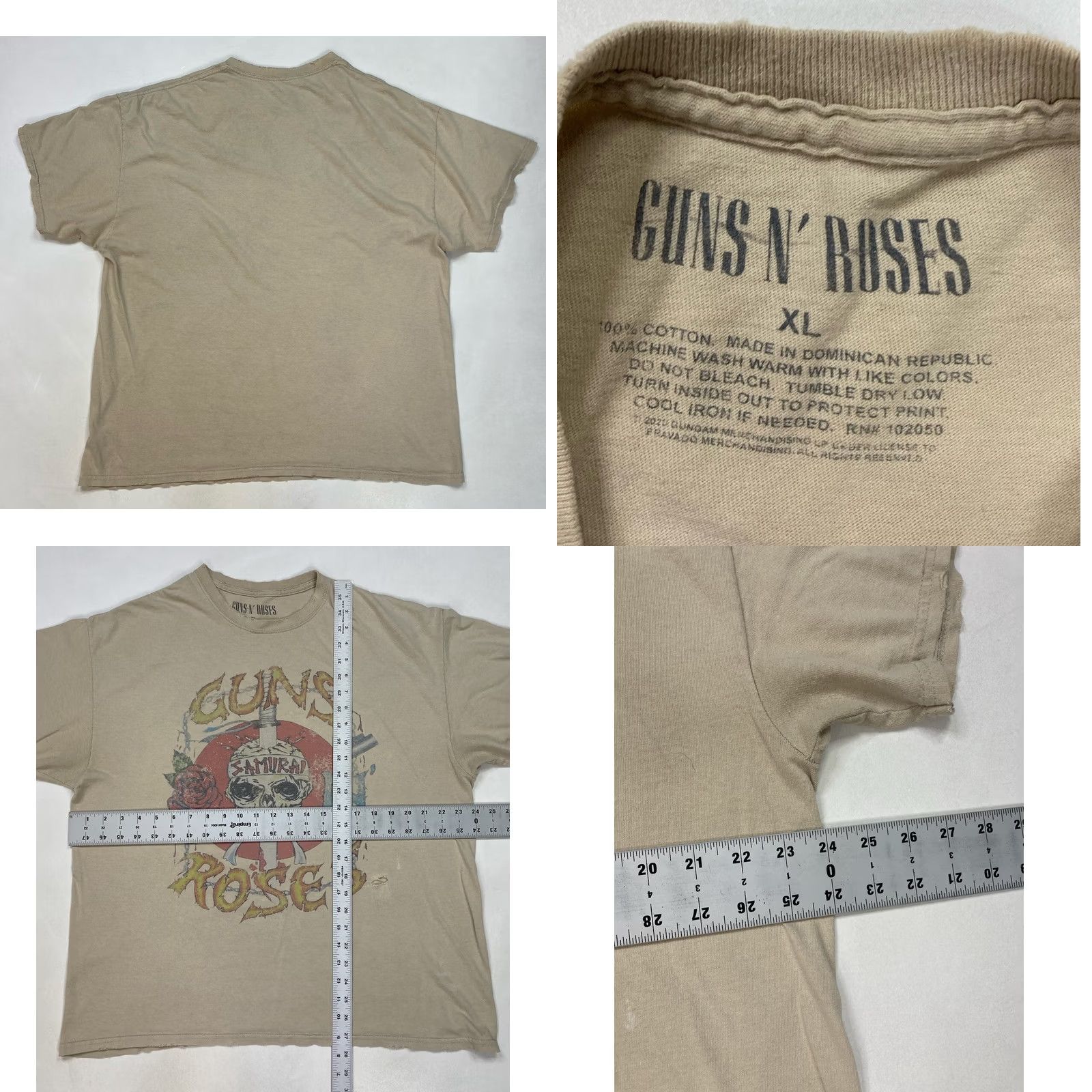 Vintage Guns N' Roses T-Shirt Men XL Graphic Print Beige Black Distressed Crew Neck Short Sleeve Music Shirt Size US XL / EU 56 / 4 - 8 Thumbnail