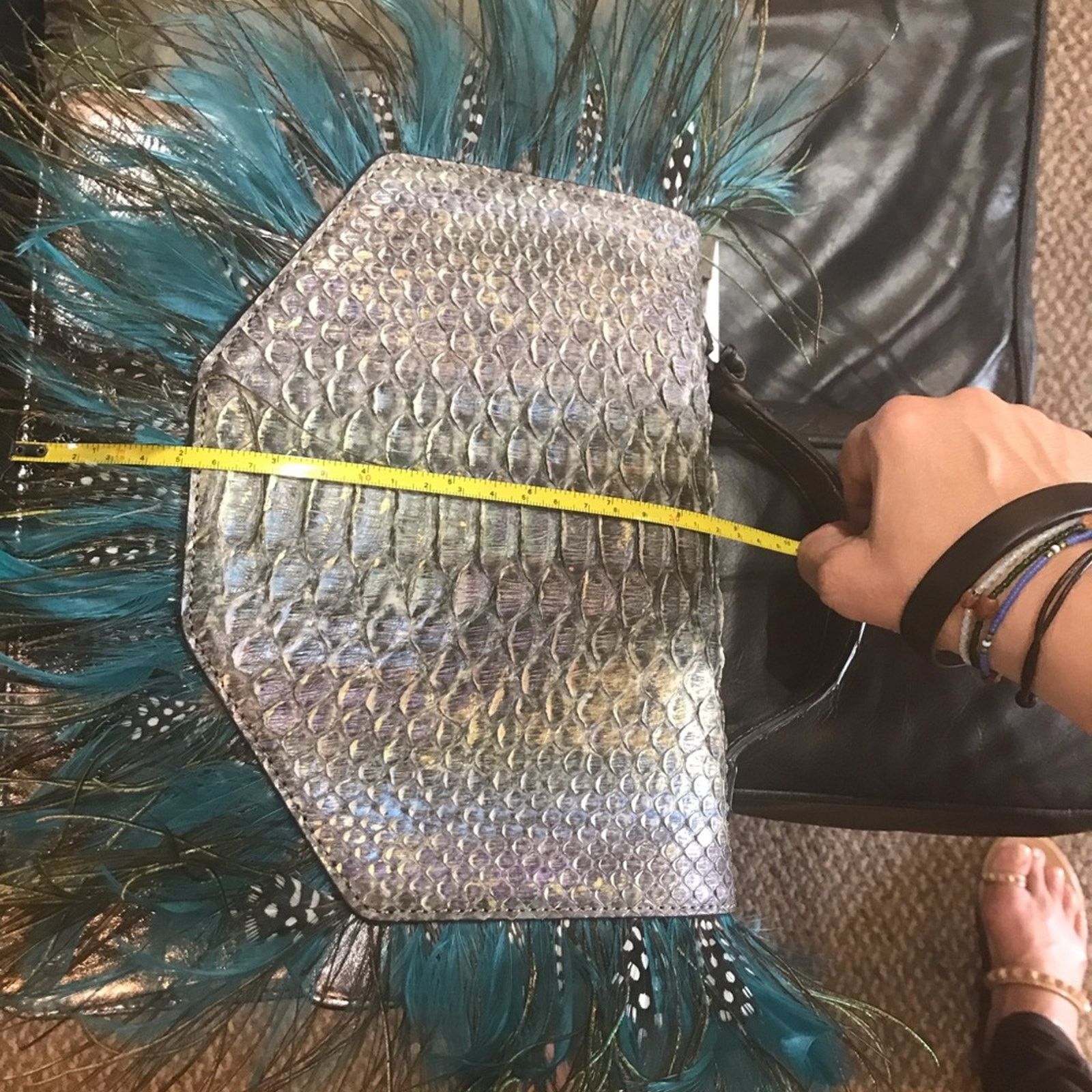 & Other Stories Made in Italy Python skin with feathers handbag Size ONE SIZE - 7 Thumbnail