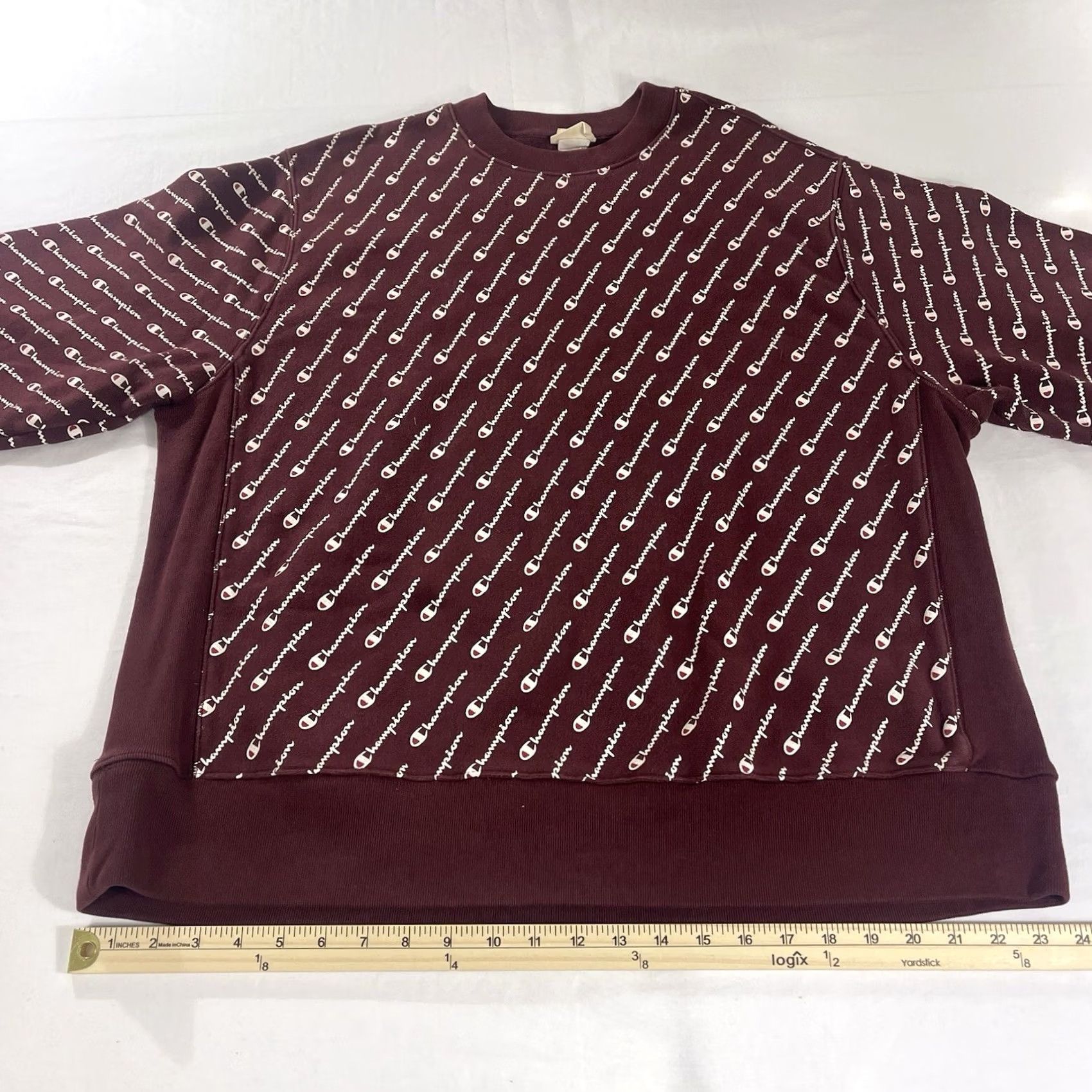 Champion VINTAGE Champion 2XL Crewneck Sweatshirt Reverse Weave AOP Spell Out Logo Maroon Red Decade 1980s Mens Size US XXL / EU 58 / 5 - 7 Thumbnail