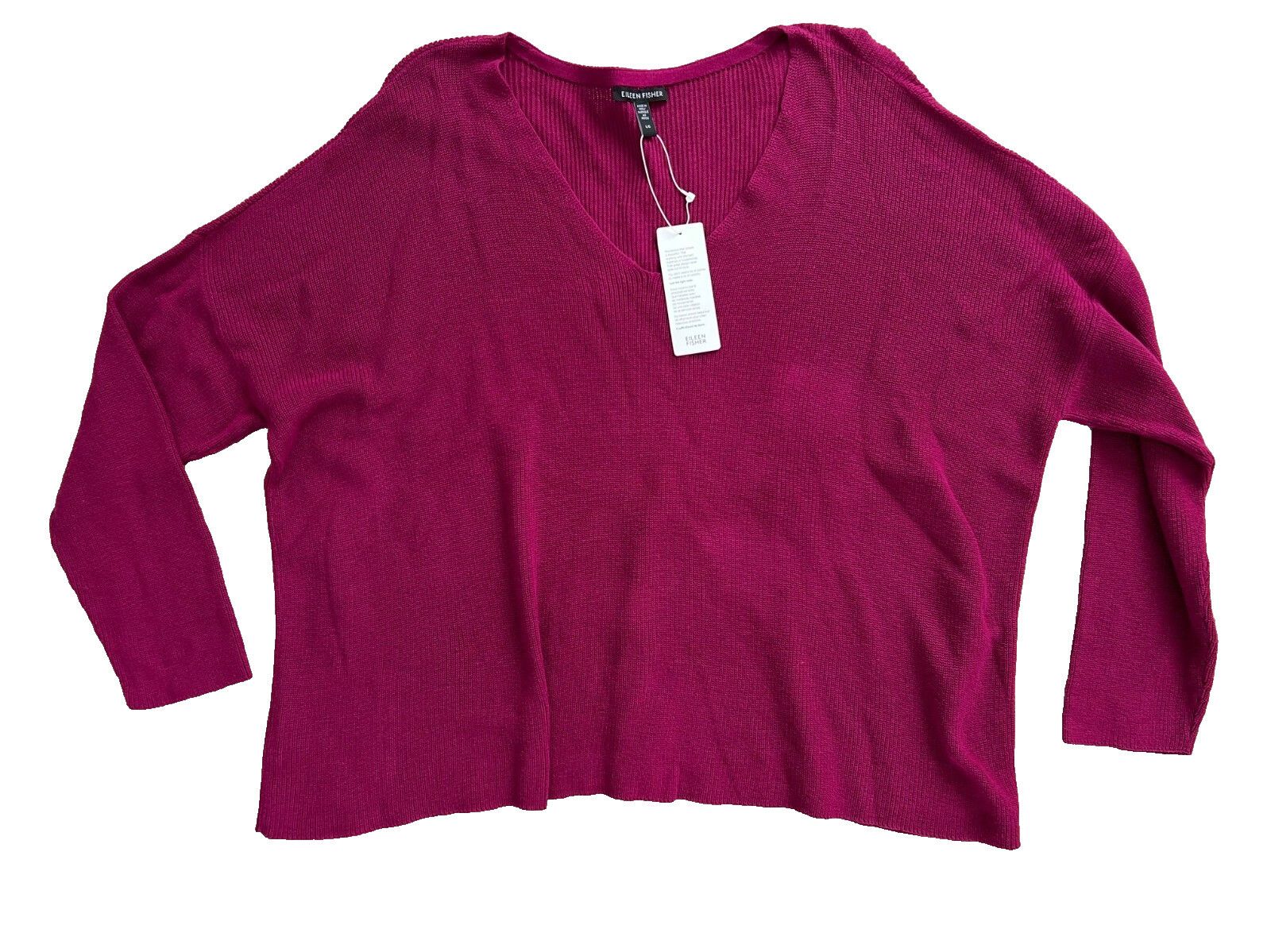 Eileen Fisher Eileen Fisher Organic Cotton Crepe V-Neck Top Rhapsody ( L ) Size L / US 10 / IT 46 - 4 Thumbnail