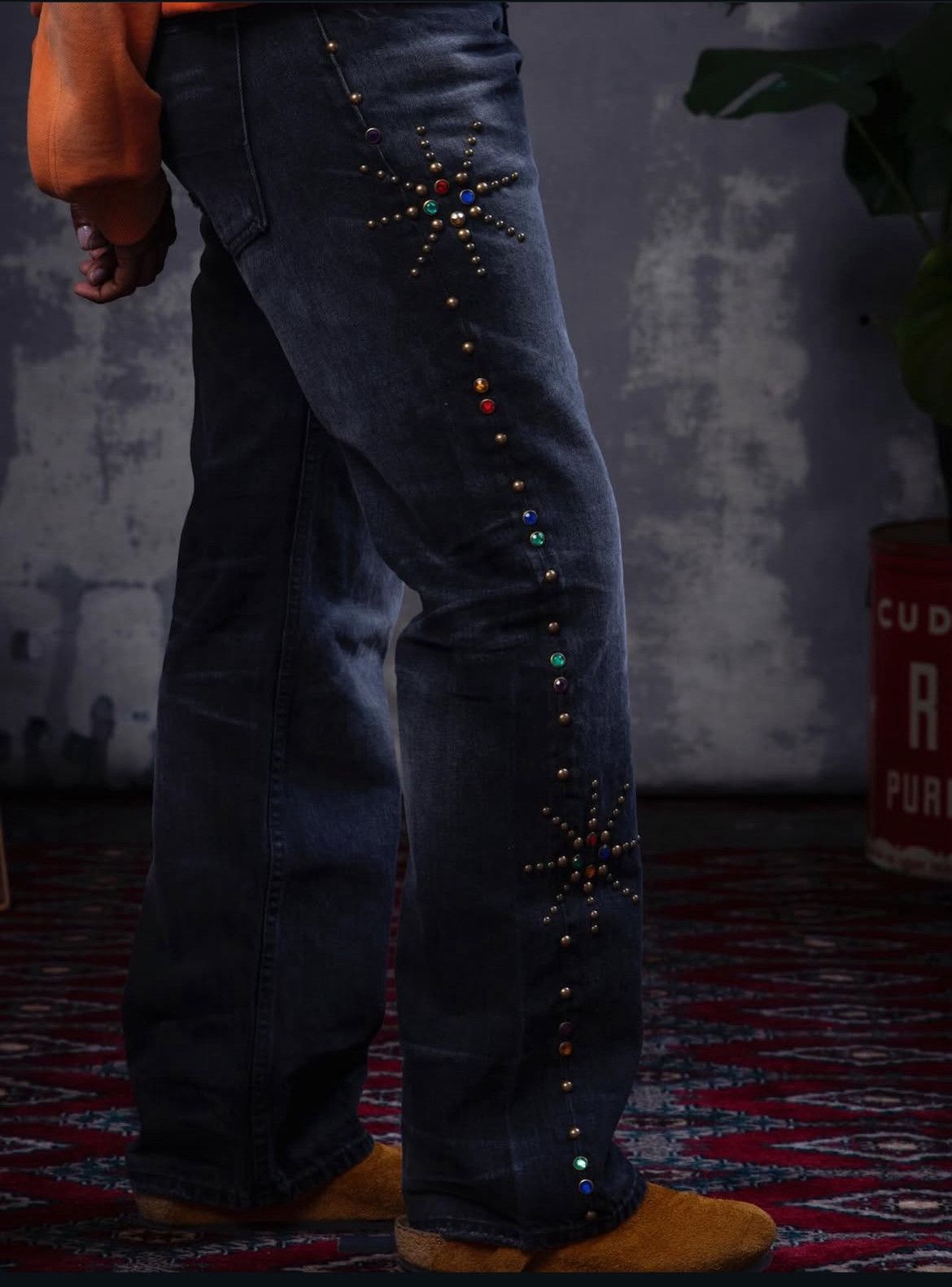 Other VINTAGE HEAVY TV LEROY RHINESTONES JAPANESE DENIM JEANS💫 Size US 36 / EU 52 - 8 Thumbnail