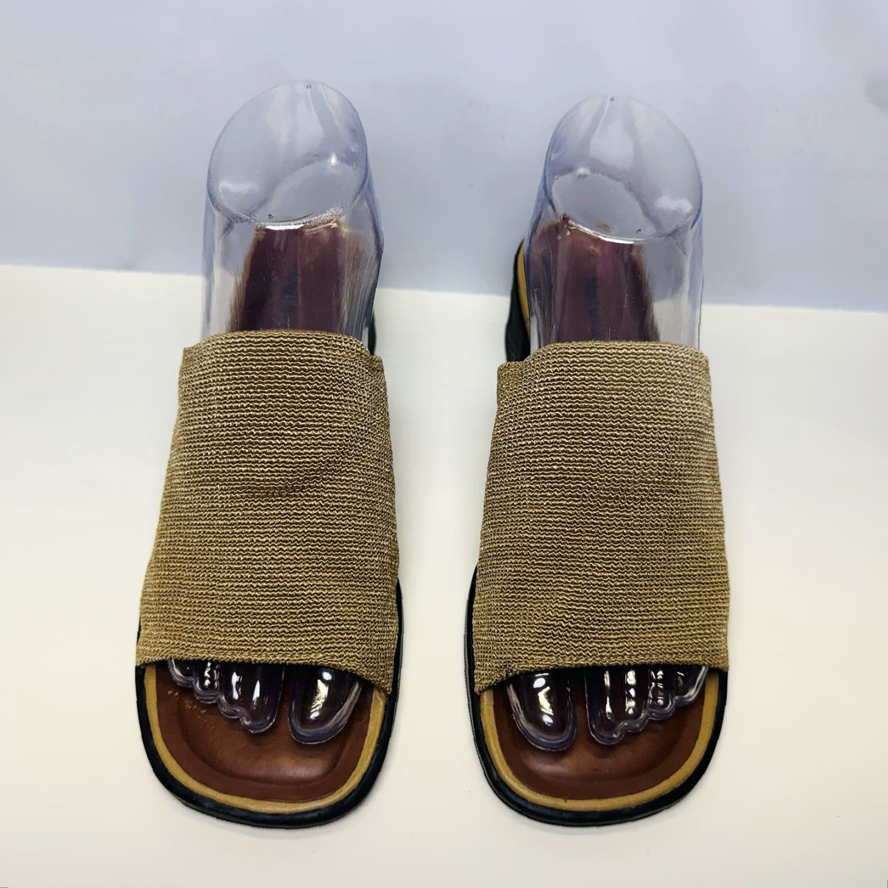 Naturalizer Naturalizer Slip On Block Heel Sandals Womens Size 7.5 Taupe Fabric Upper Size US 8 / IT 38 - 5 Thumbnail
