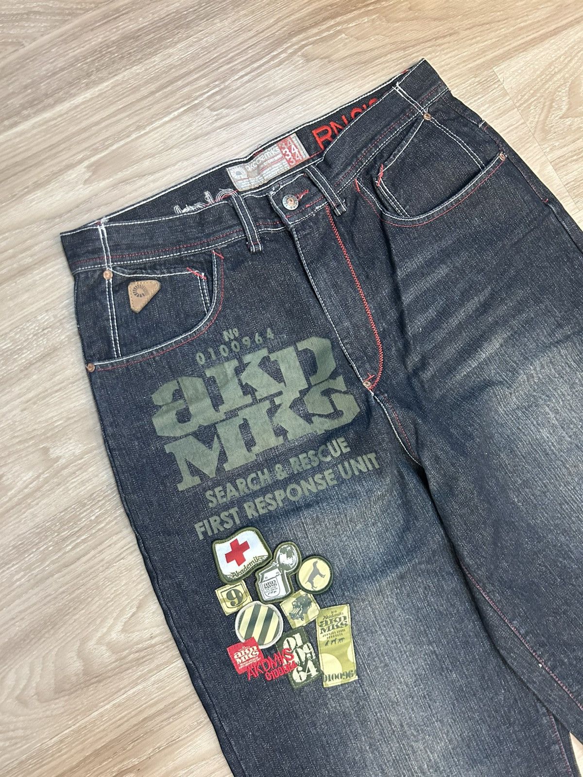 Vintage Akademiks "First Response Unit" Patches Baggy Jeans Size US 34 / EU 50 - 3 Thumbnail