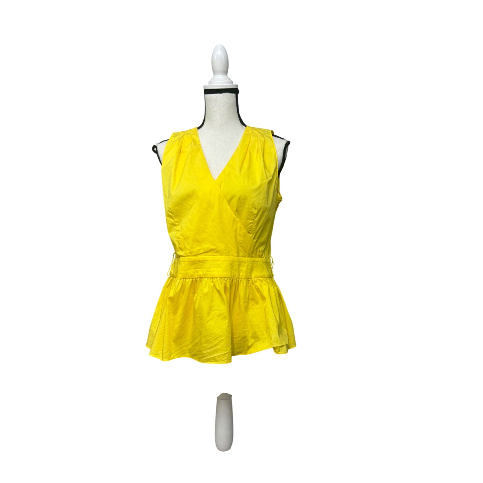 1901 1901 Surplice Wrap Peplum Sleeveless Blouse in Yellow, Sz. Size XL / US 12-14 / IT 48-50 - 9 Thumbnail