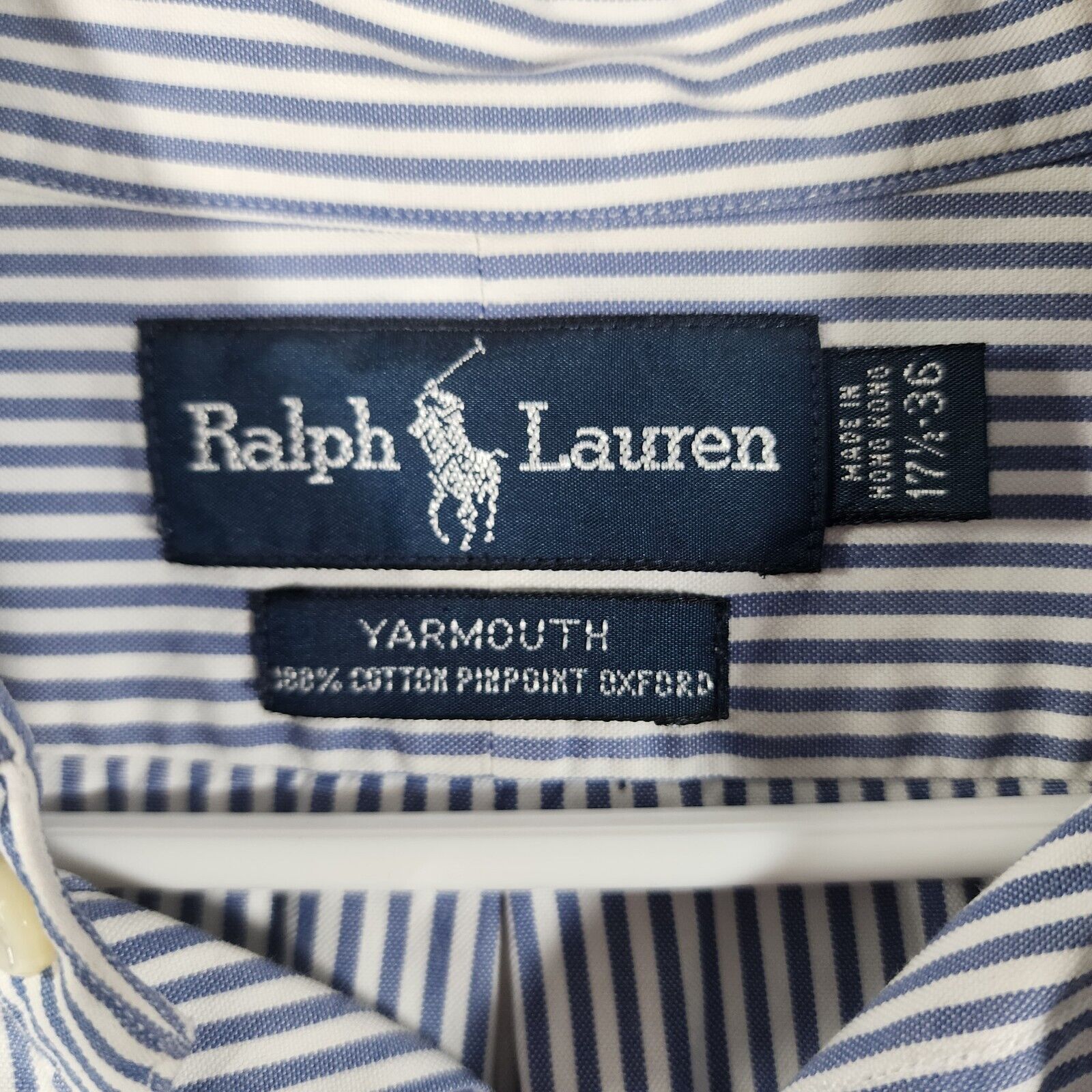 Ralph Lauren Ralph Lauren 17.5-36 Yarmouth Pinpoint Oxford Shirt Blu/Wht Size US XL / EU 56 / 4 - 4 Thumbnail