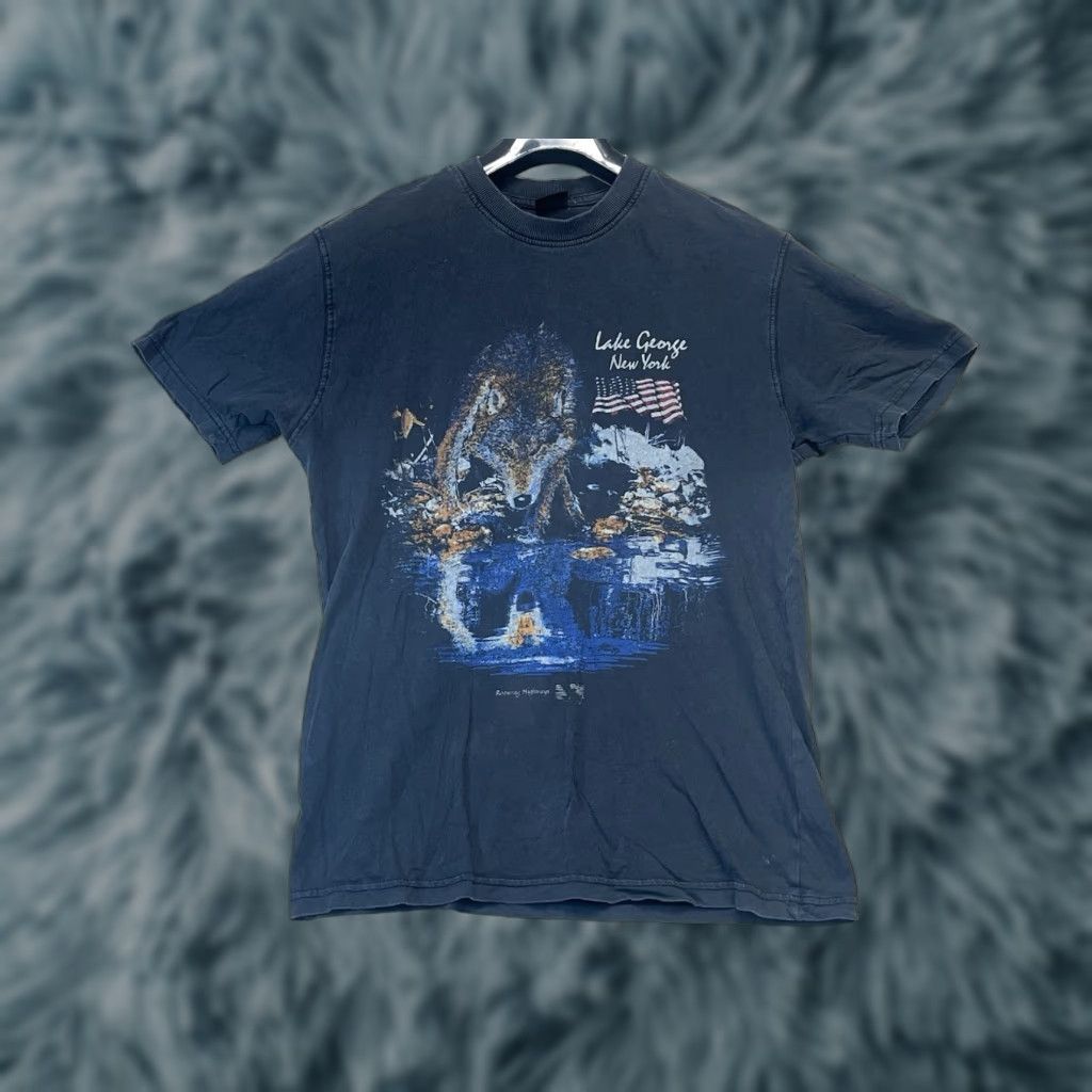 Cotton On Cotton On Wolf Shirt T-Shirt Mens Size M Black Crew Neck Short Sleeve Graphic Print Animals Nature Souvenir Lake George New York Size US M / EU 48-50 / 2 - 1 Thumbnail