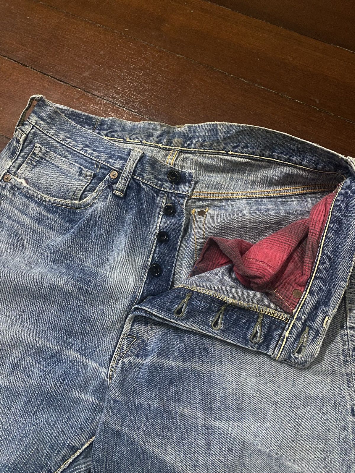 Warehouse Vintage PHERROWS distressed denim wide leg selvedge Size US 34 / EU 50 - 19 Thumbnail