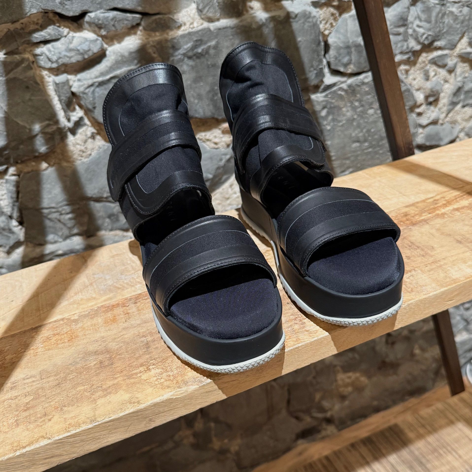 Marni Marni Black Leather Canvas Cut out Platform Sandals Size US 9 / IT 39 - 3 Thumbnail