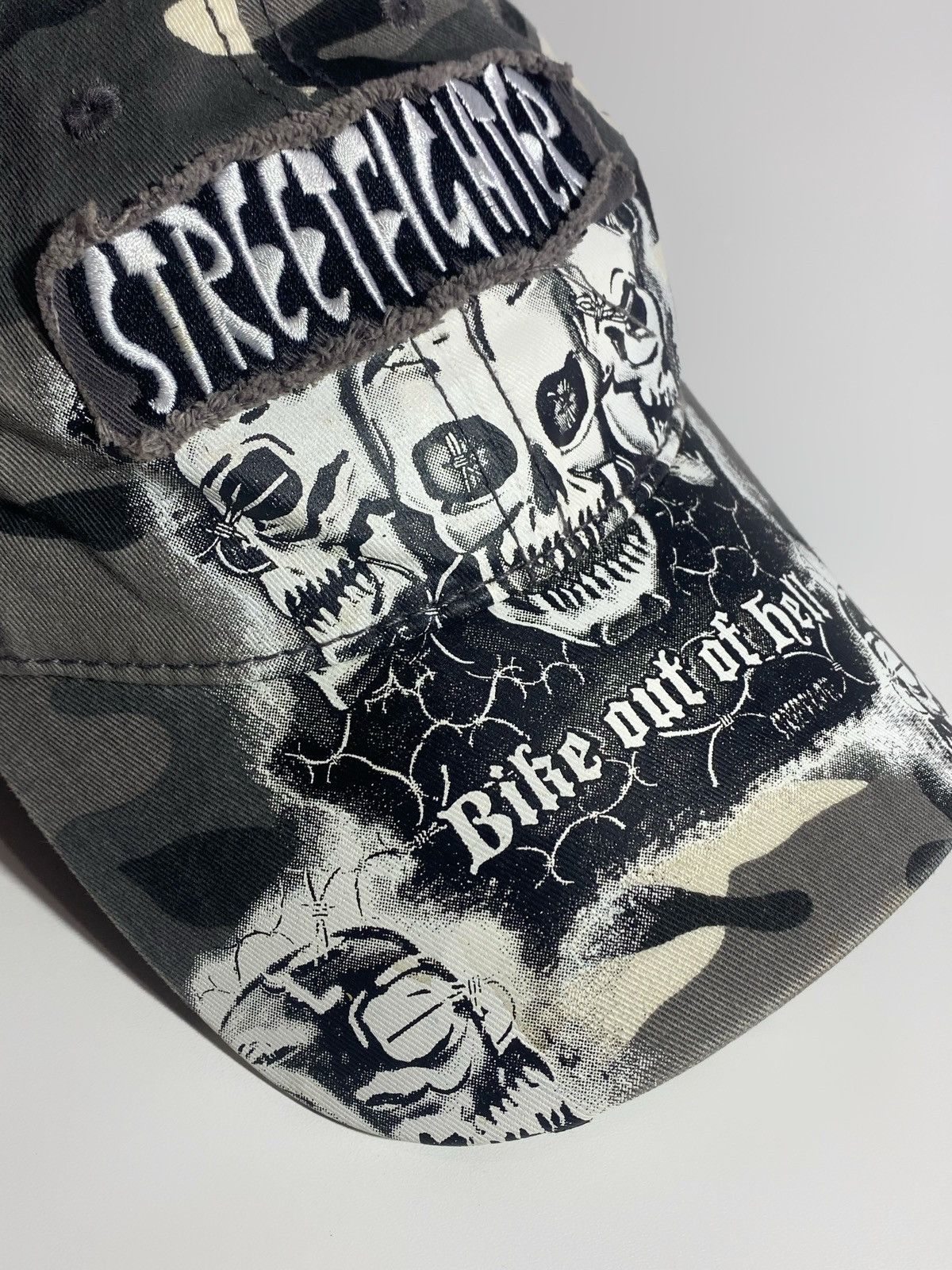 Hysteric Glamour Street Fighter Camo Skull Distressed Cap Harley Davidson Size ONE SIZE - 3 Thumbnail
