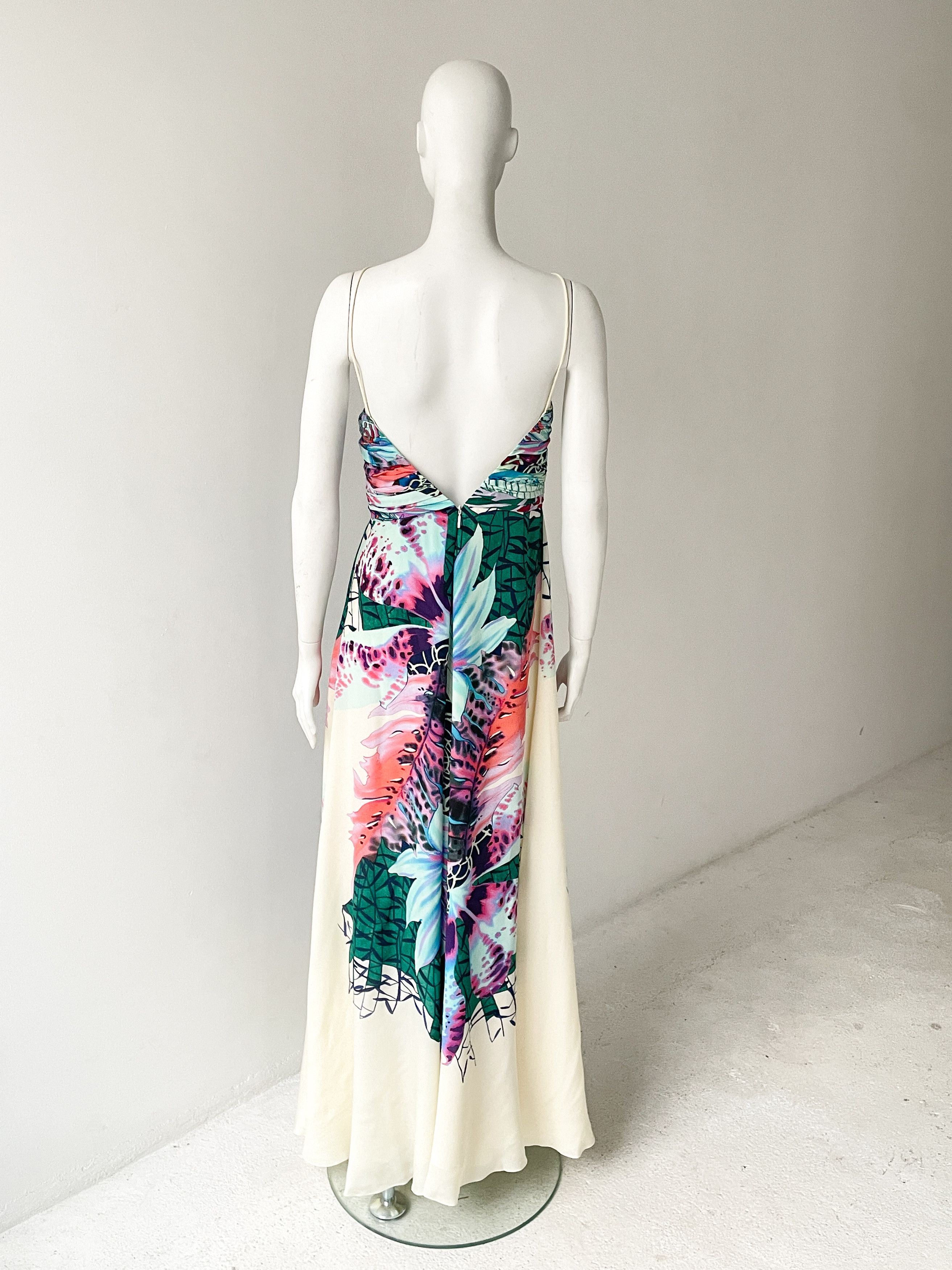 Roberto Cavalli tropical silk gown FW 2018 Size S / US 4 / IT 40 - 6 Thumbnail