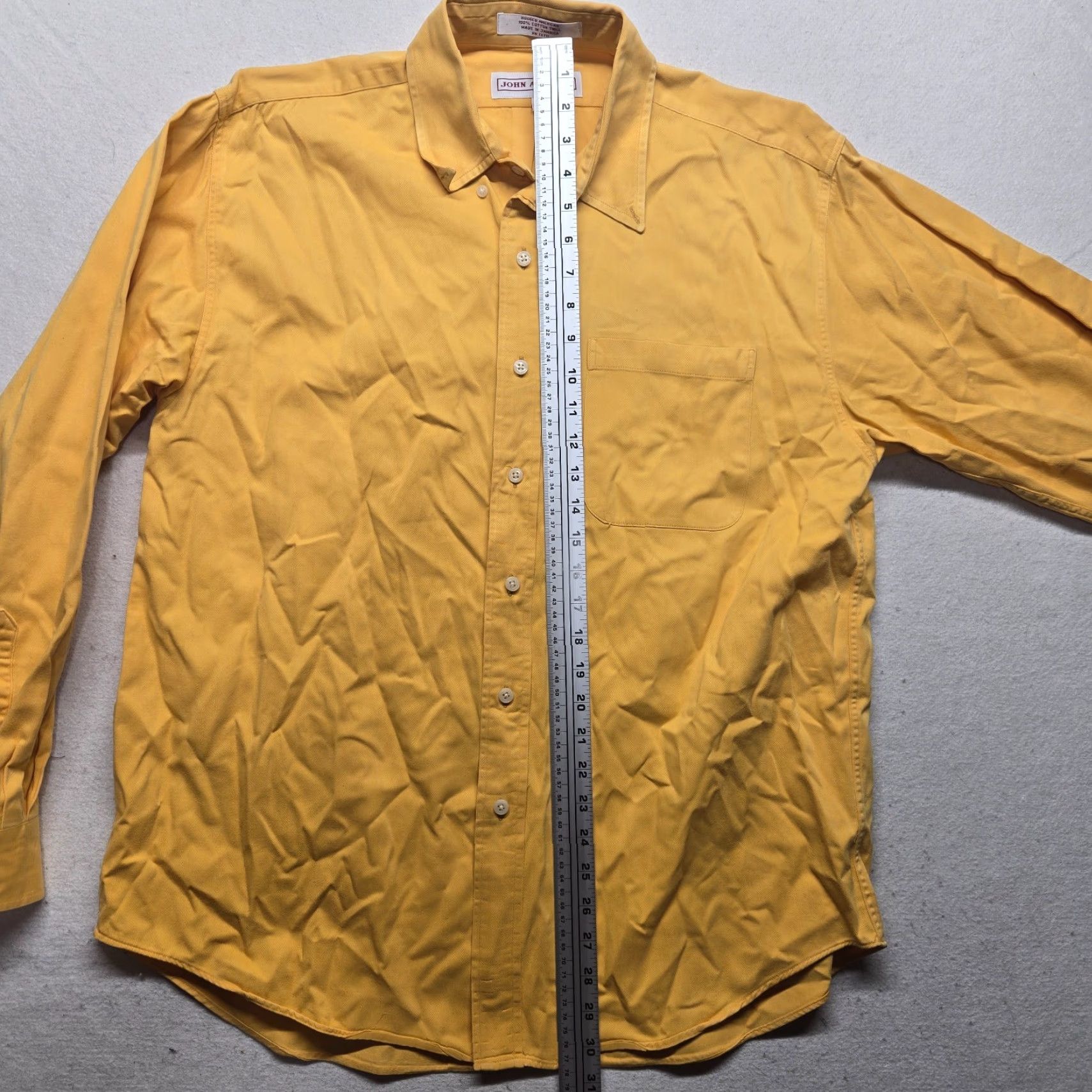 Vintage John Ashford Shirt Adult L Yellow Long Sleeve Button-Down Regular Mens Size US L / EU 52-54 / 3 - 6 Thumbnail