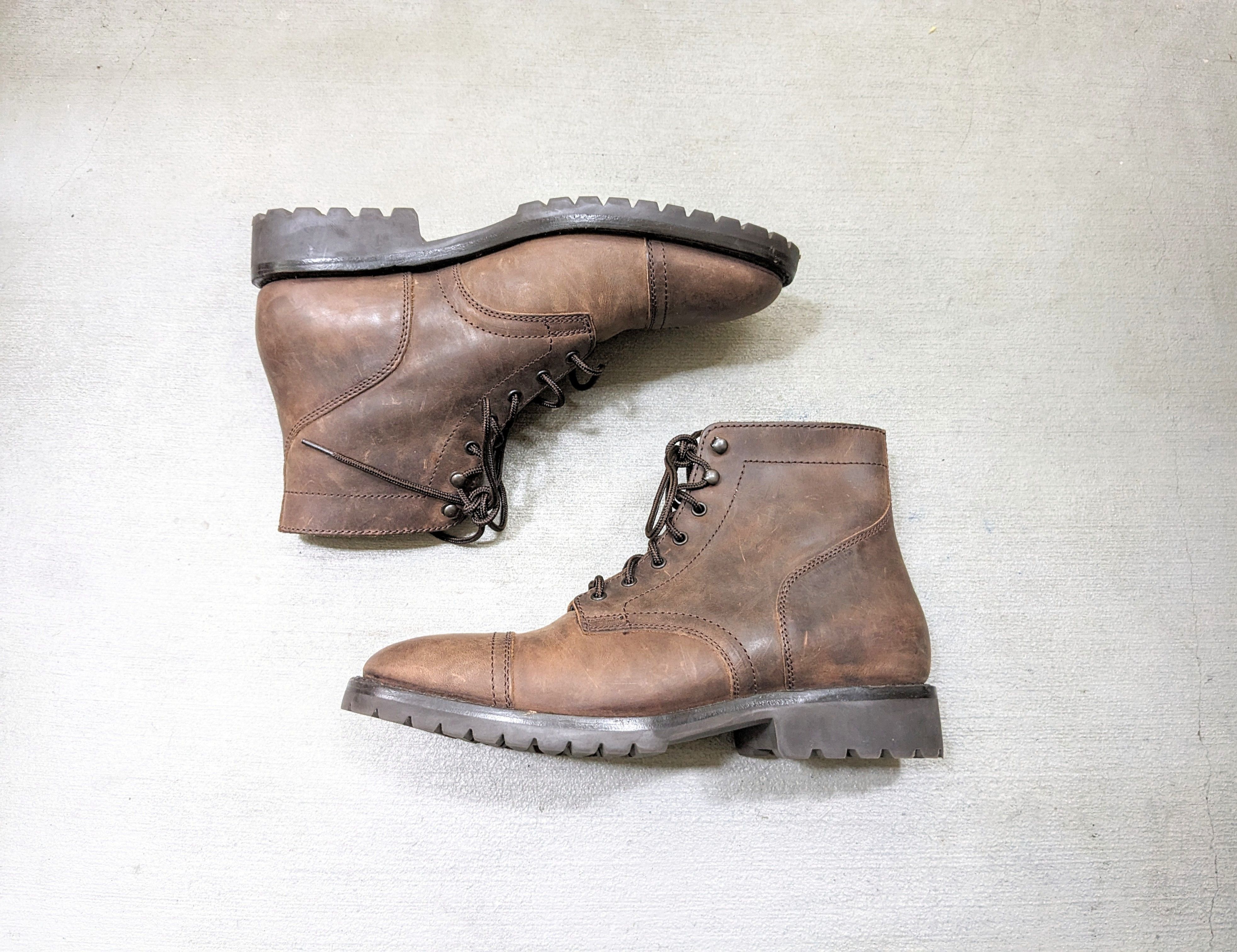 image of Thursday Boots Thursday Everyday Boots Brown 9.5 Wide Leather Biker Rubber, Men's