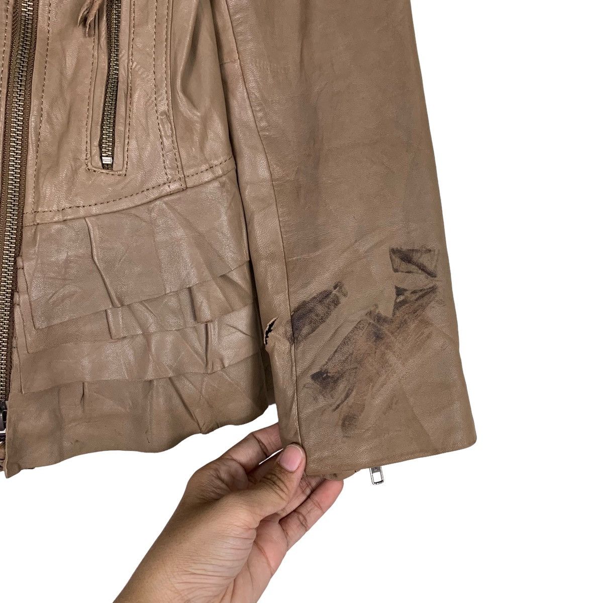Paul & Joe PAUL & JOE Brown Leather Jacket #0370-C17 Size S / US 4 / IT 40 - 8 Thumbnail