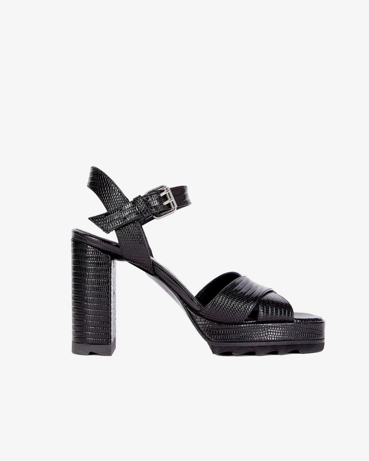 The Kooples Black Lizard Effect Leather Heel Shoes Size 39, Women's