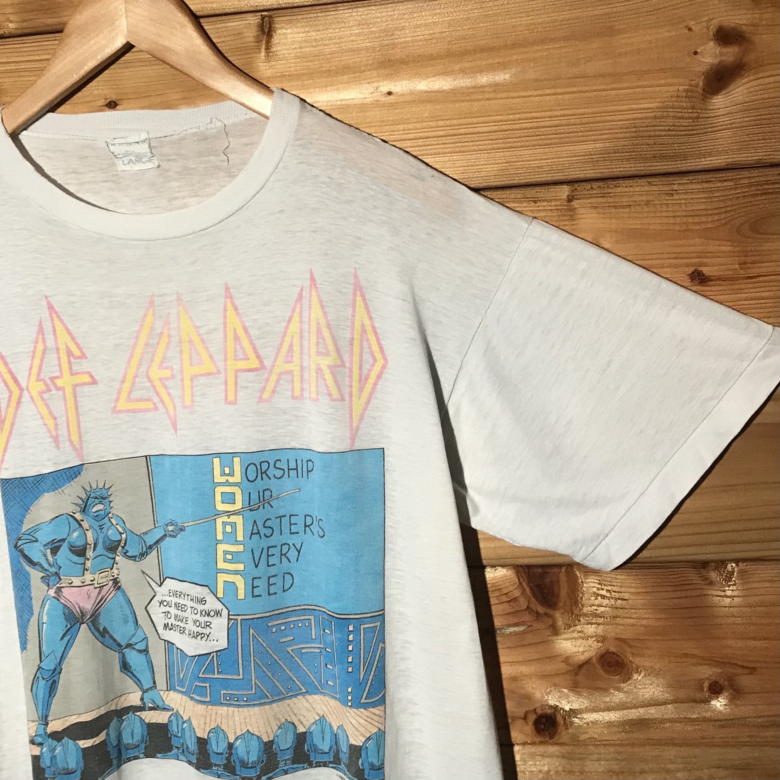 Band Tees × Def Leppard × Vintage 1988 80s Def Leppard Hysteria Tour Women Band t shirt Size US L / EU 52-54 / 3 - 3 Thumbnail
