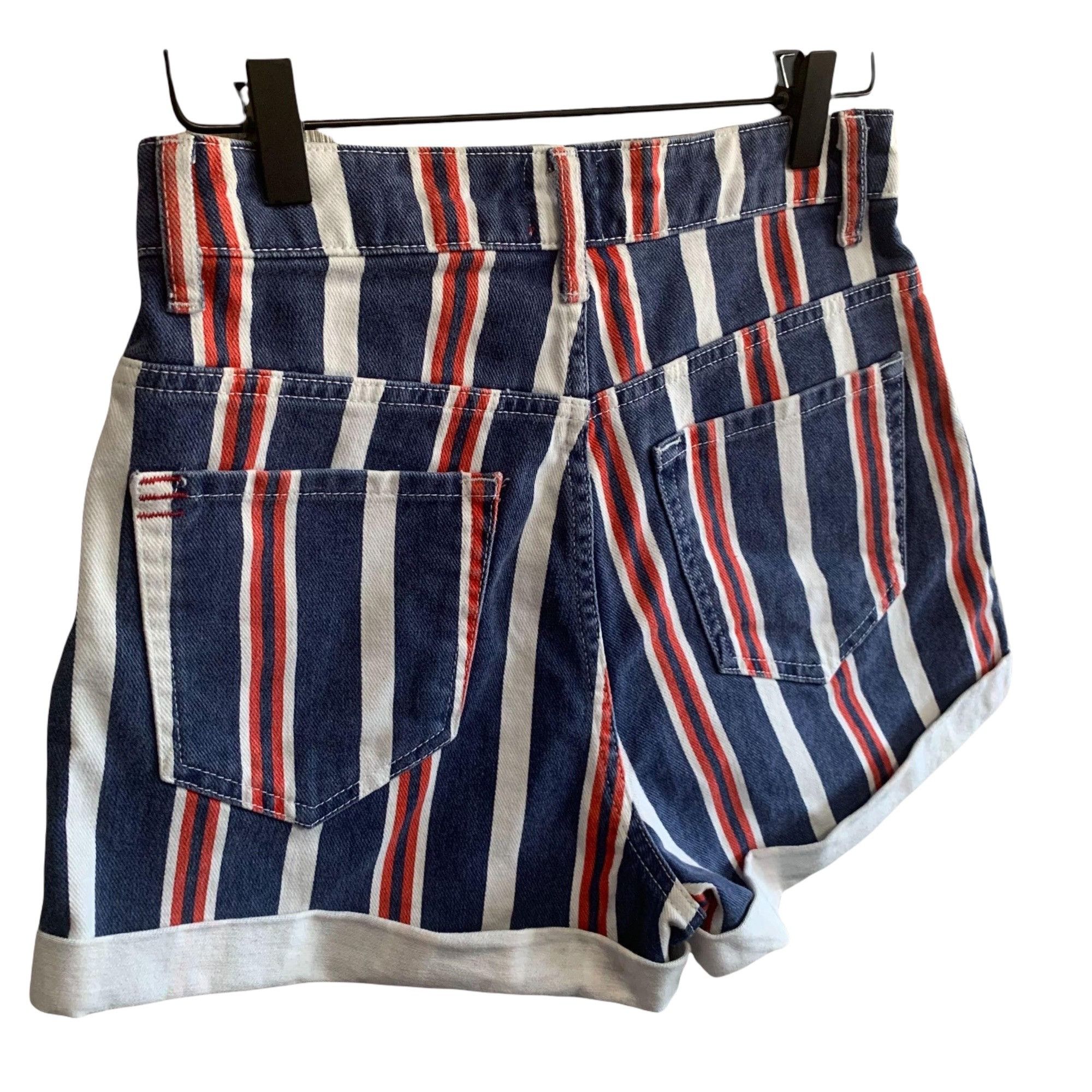 Bdg BDG Urban Outfitters Striped High Waist Denim Mom Shorts 26 Size 26" / US 2 / IT 38 - 5 Thumbnail