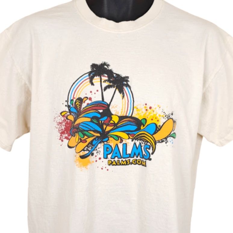 Jerzees VINTAGE Palms Casino T Shirt Mens Size Large Cream Y2K Las Vegas Destination Size US L / EU 52-54 / 3 - 2 Thumbnail