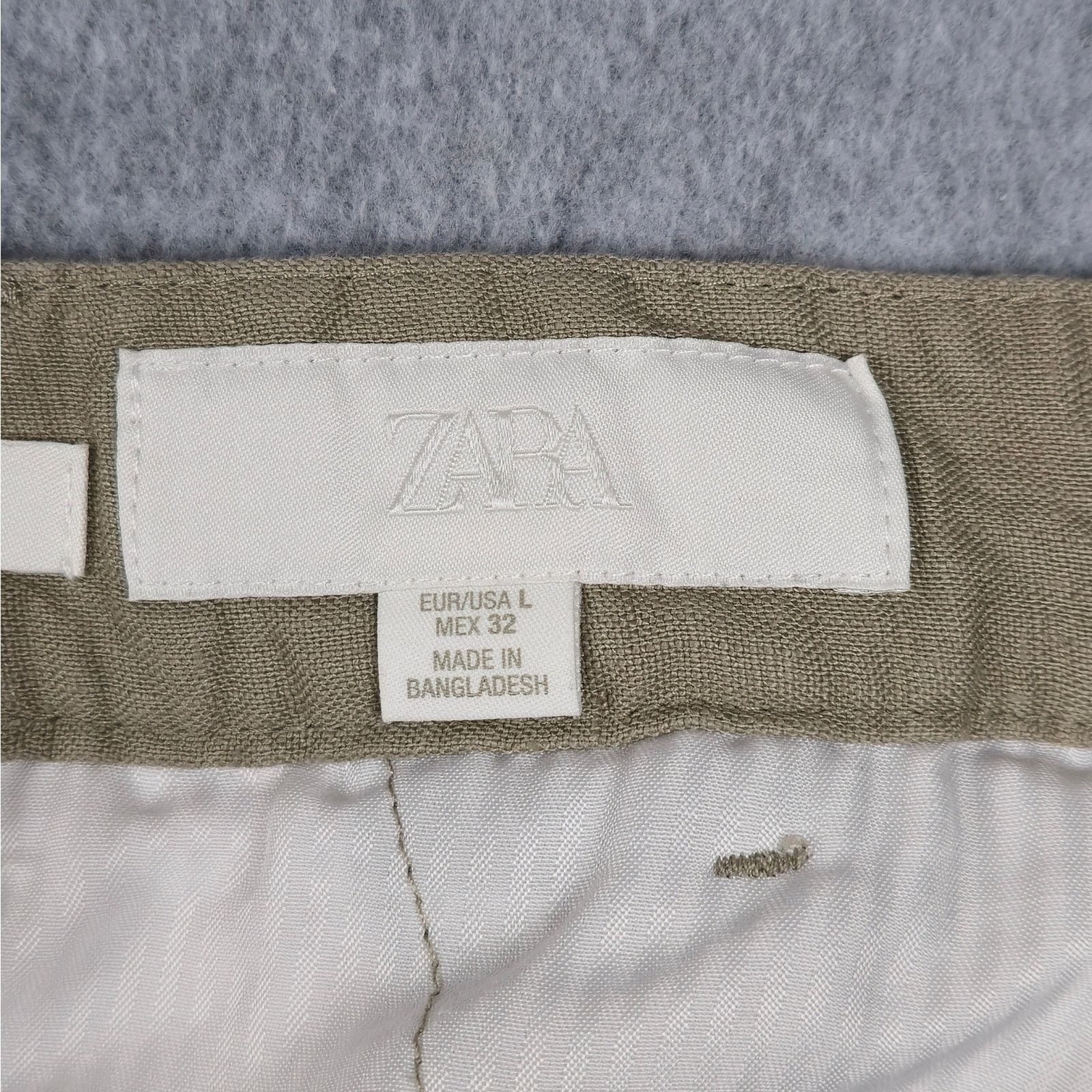 Zara Zara Large Light Beige 100% Linen Flat Front Chino Shorts Size US 32 / EU 48 - 6 Thumbnail