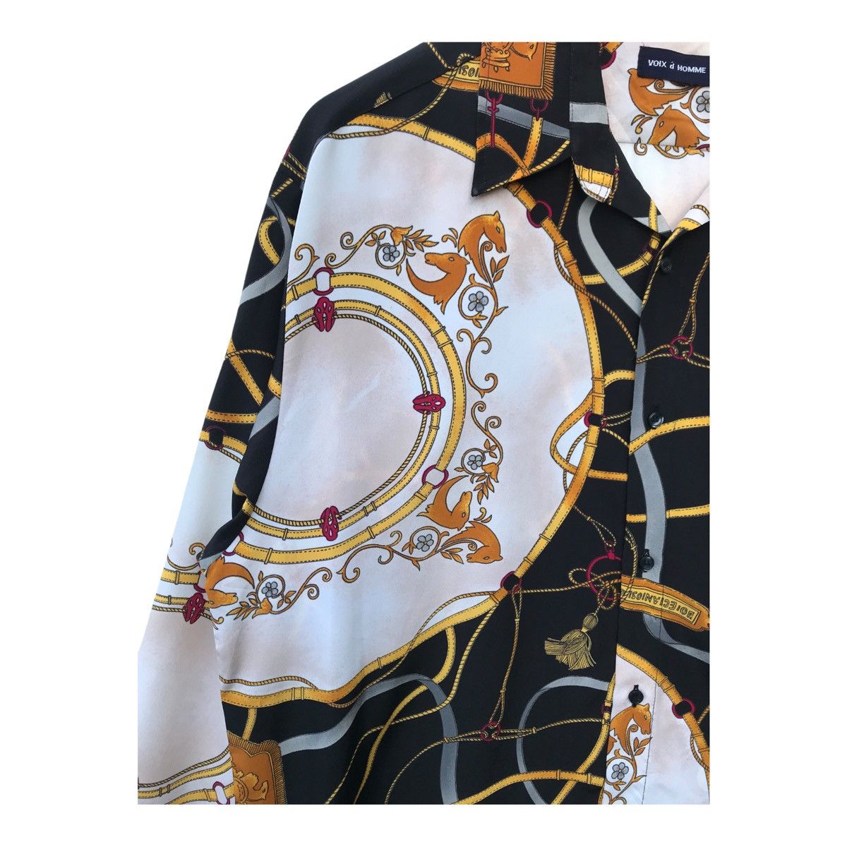 Designer Vintage Voix d Homme Chain Print Baroque Pop Art Button Down Size US L / EU 52-54 / 3 - 4 Thumbnail