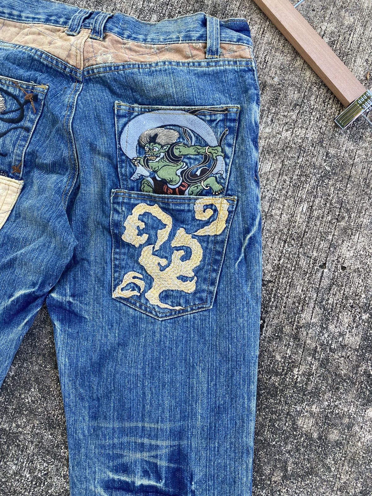 Japanese Brand Vintage Embroidery Sukarjan Denim -Look like Kurakuri Design Size US 31 - 5 Thumbnail