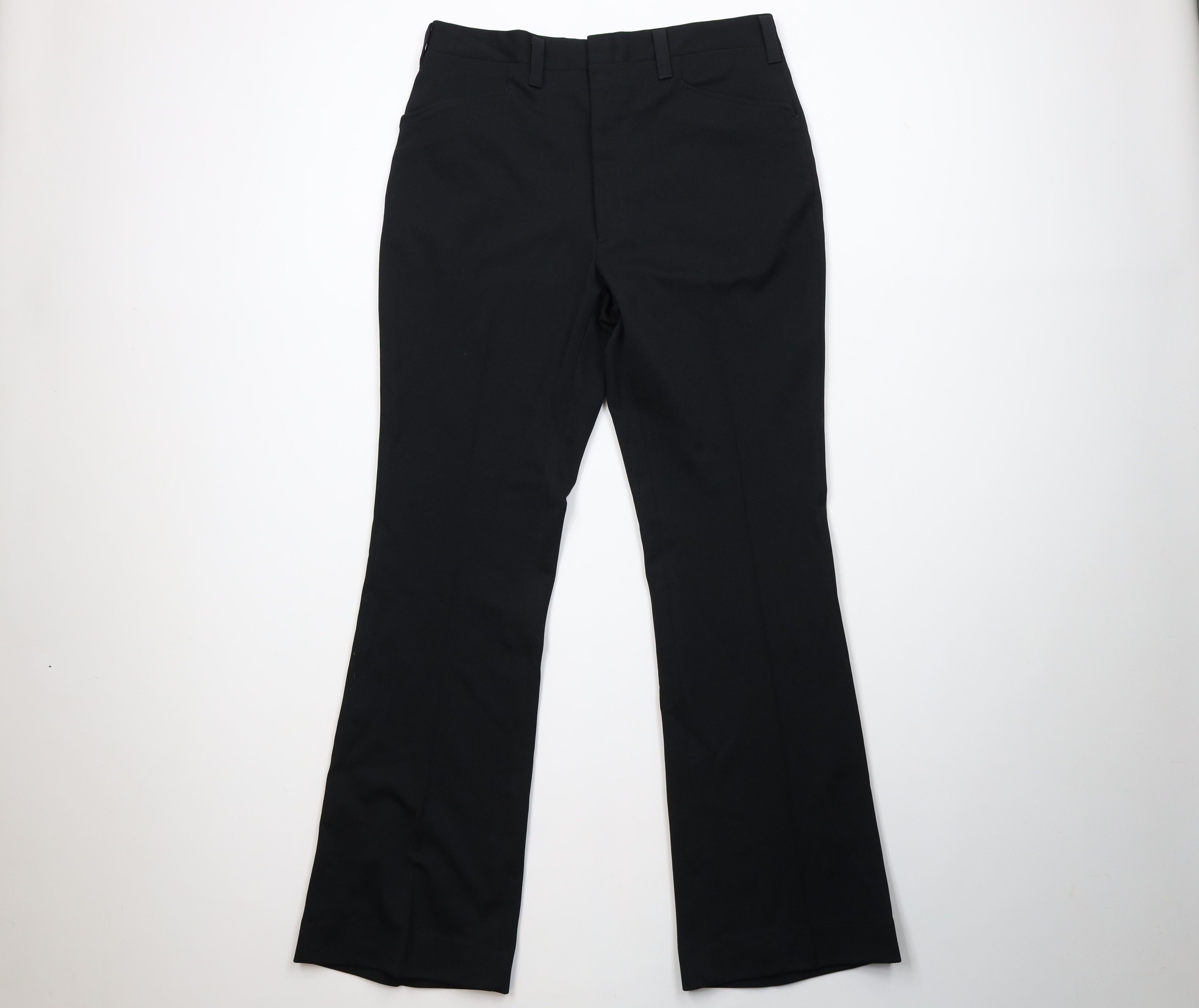 Vintage Vintage 70s Streetwear Flared Wide Leg Chino Pants Black USA Size US 34 / EU 50 - 1 Thumbnail