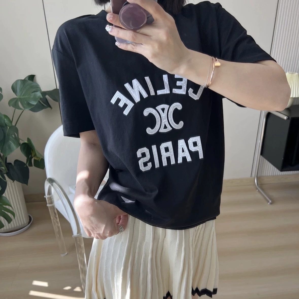 Celine Celine Feb447 Triomphe Slogan Letter SS Tee S Size S / US 4 / IT 40 - 8 Thumbnail