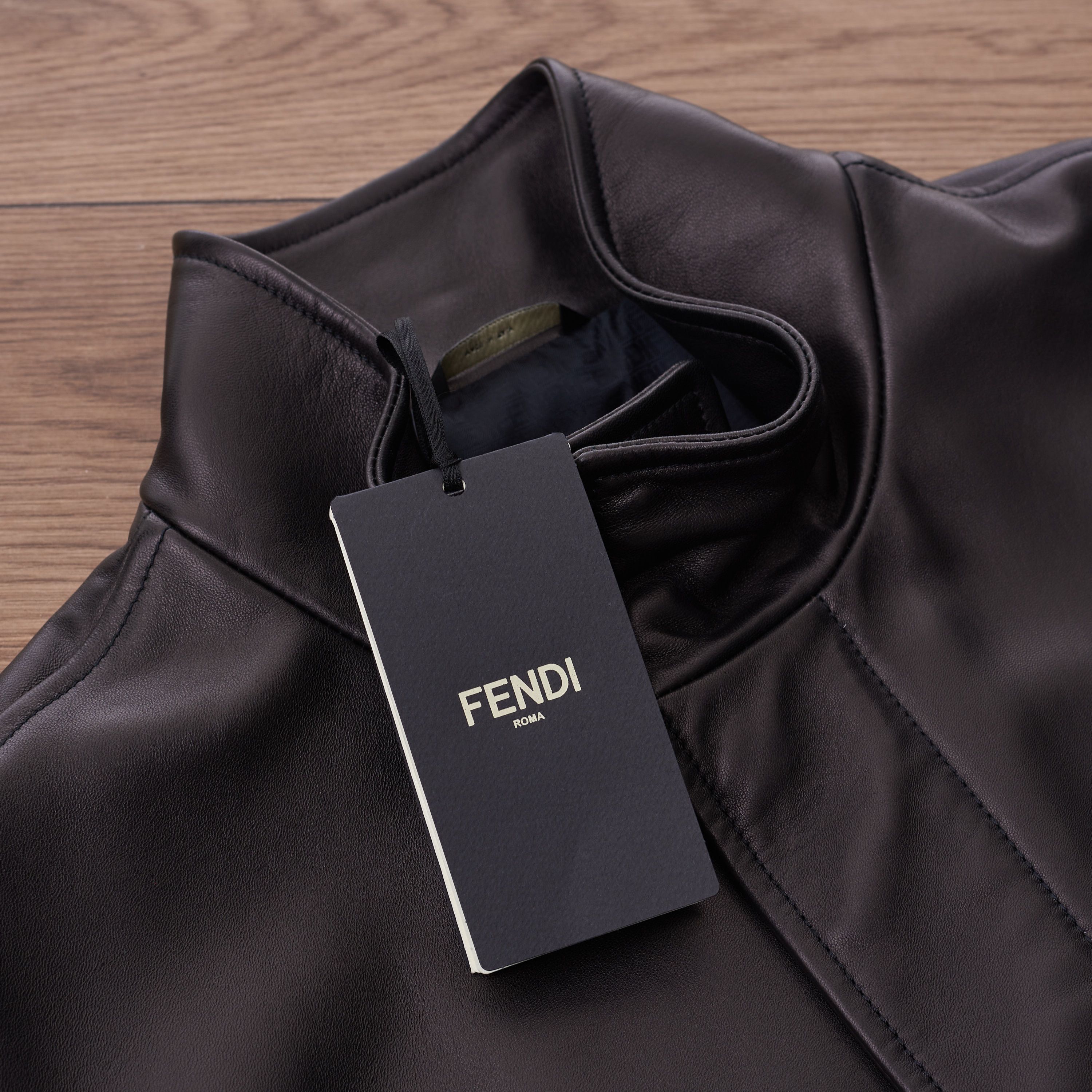 Fendi Biker Jacket In Black Leather With Embossed Fendi Roma Size US M / EU 48-50 / 2 - 10 Thumbnail