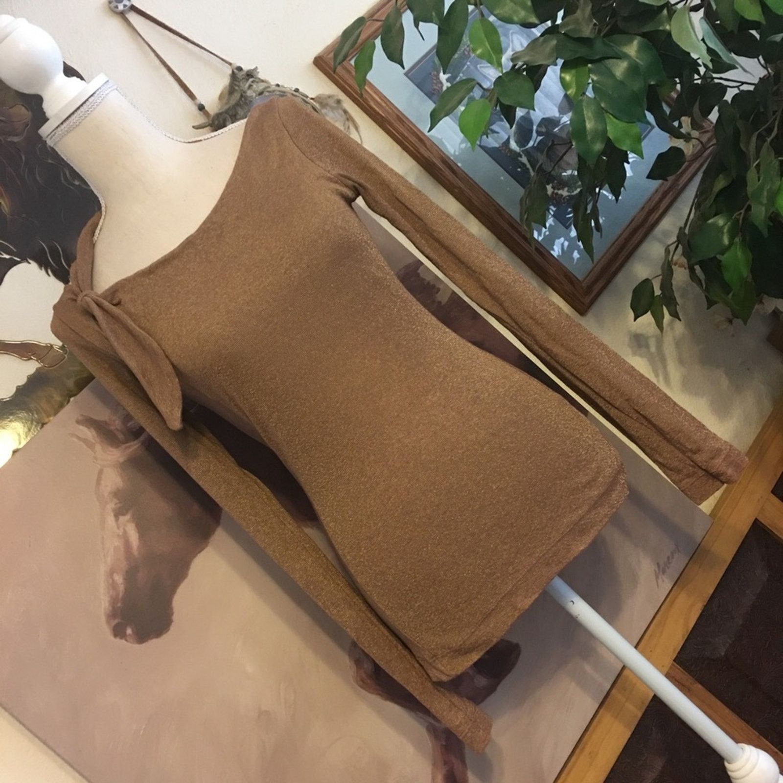Michael Stars Michael Stars metallic brown long sleeve top Size ONE SIZE - 2 Thumbnail