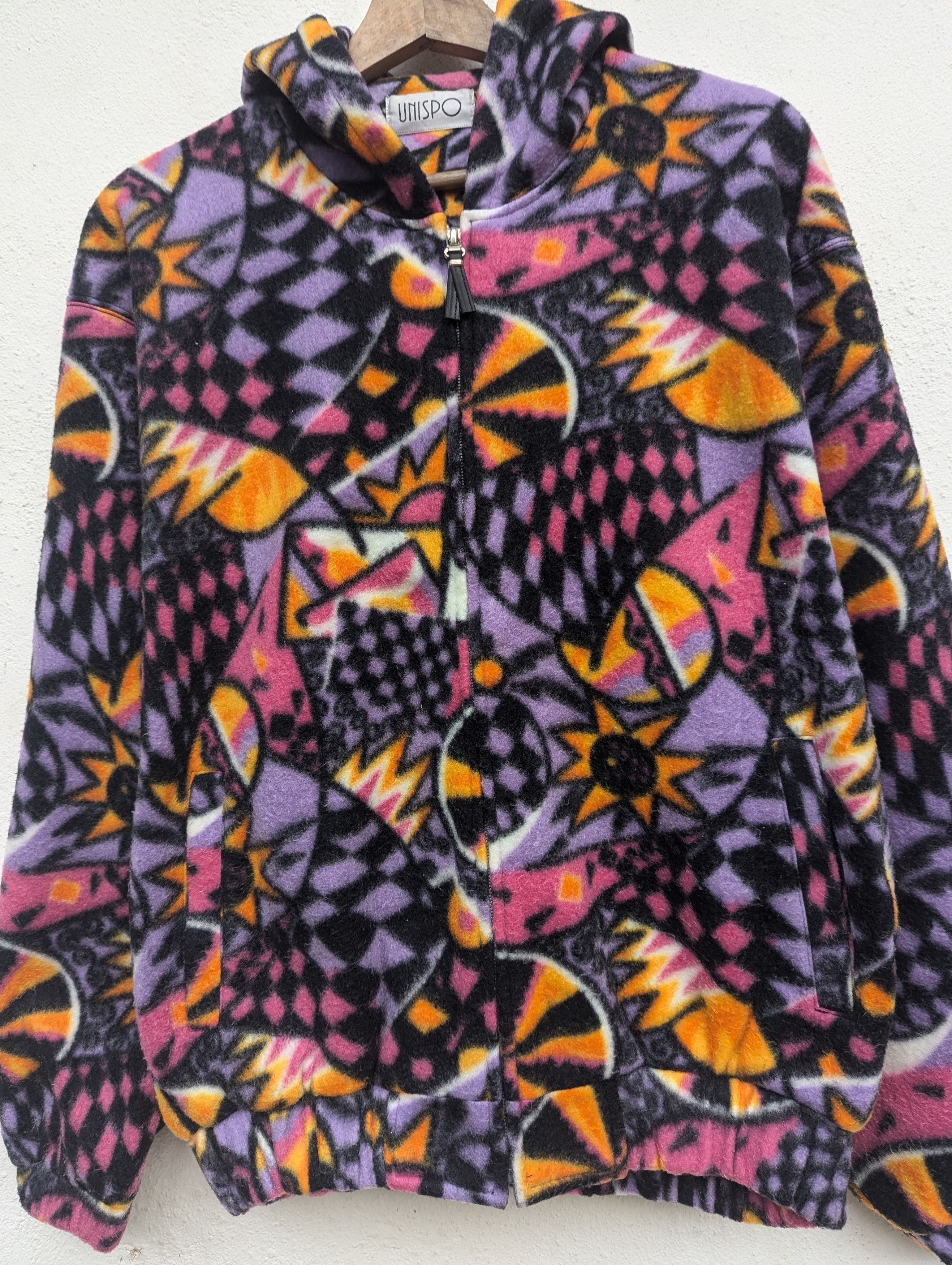 Japanese Brand UNISPO COLOURFULL HOODIE BOMBER JACKET Size US XL / EU 56 / 4 - 5 Thumbnail