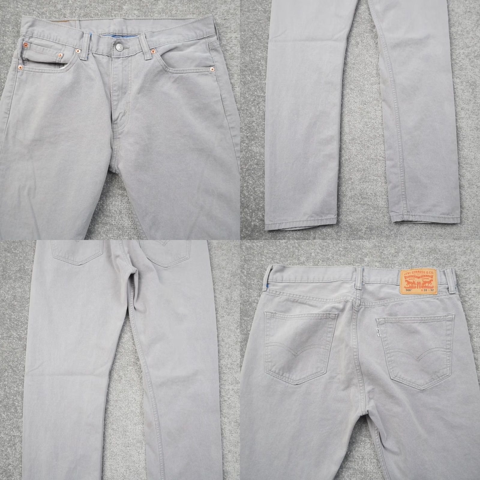 Levi's Levi's 508 Slim Tapered Leg Mens 33x32 Gray Pants Size US 33 - 8 Thumbnail