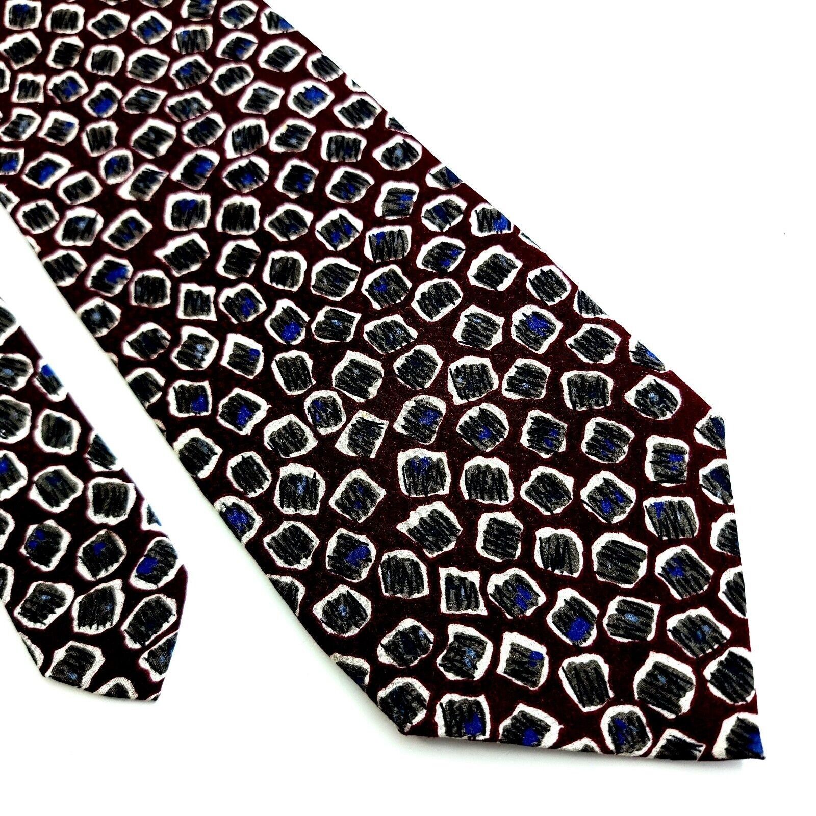 Designer Ferrell Reed Von Maur Print Maroon Red Gray Blue Abstract Si Size ONE SIZE - 1 Thumbnail