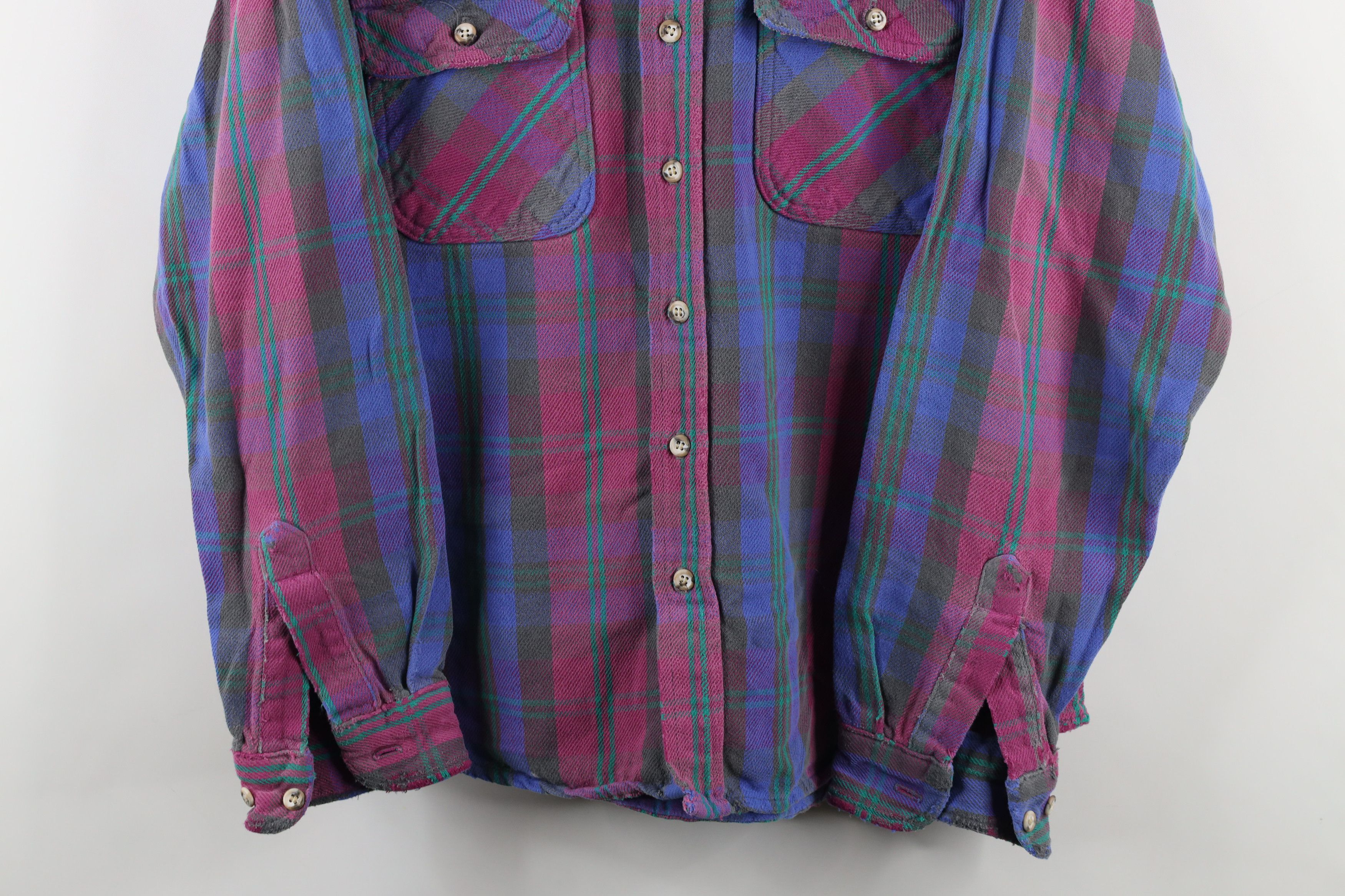 Vintage Vintage 70s Streetwear Flannel Button Shirt Plaid USA Size US XL / EU 56 / 4 - 3 Thumbnail
