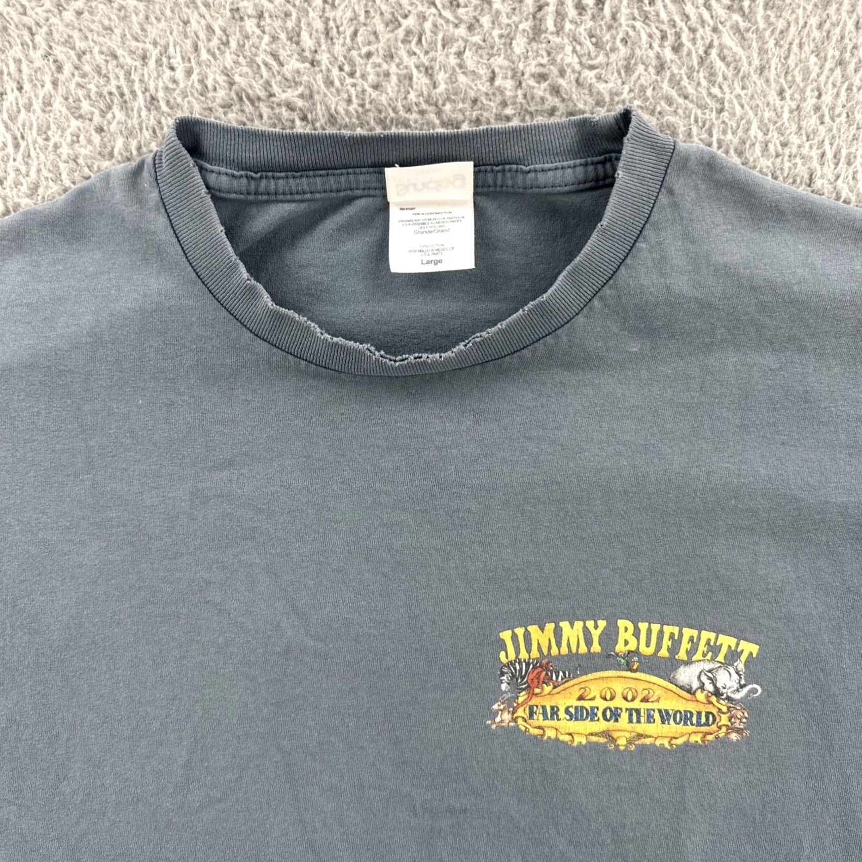 Vintage VINTAGE Sundog Men’s T-Shirt Graphic Print 2002 Jimmy Buffet Far Side Of The World Concert Tour Tee L Blue Mens Regular Short Sleeve Crew Neck Size US L / EU 52-54 / 3 - 5 Thumbnail