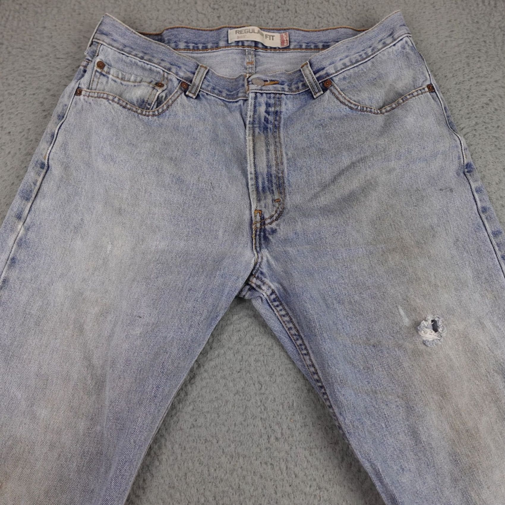 Levi's Levi's 505 Jeans Mens 36x32 Blue Denim Regular Fit Distressed Mexico Size US 36 / EU 52 - 5 Thumbnail
