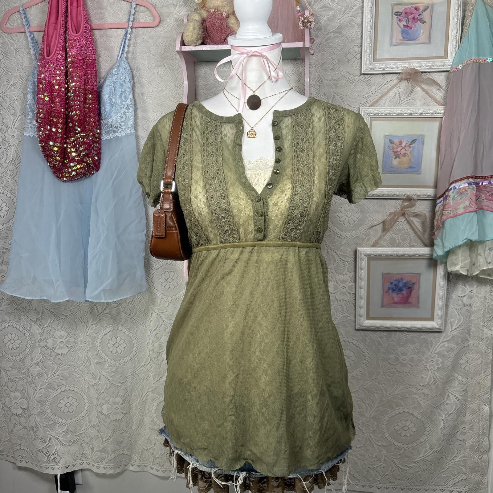 Free People free people green lace fairy blouse Size M / US 6-8 / IT 42-44 - 1 Thumbnail