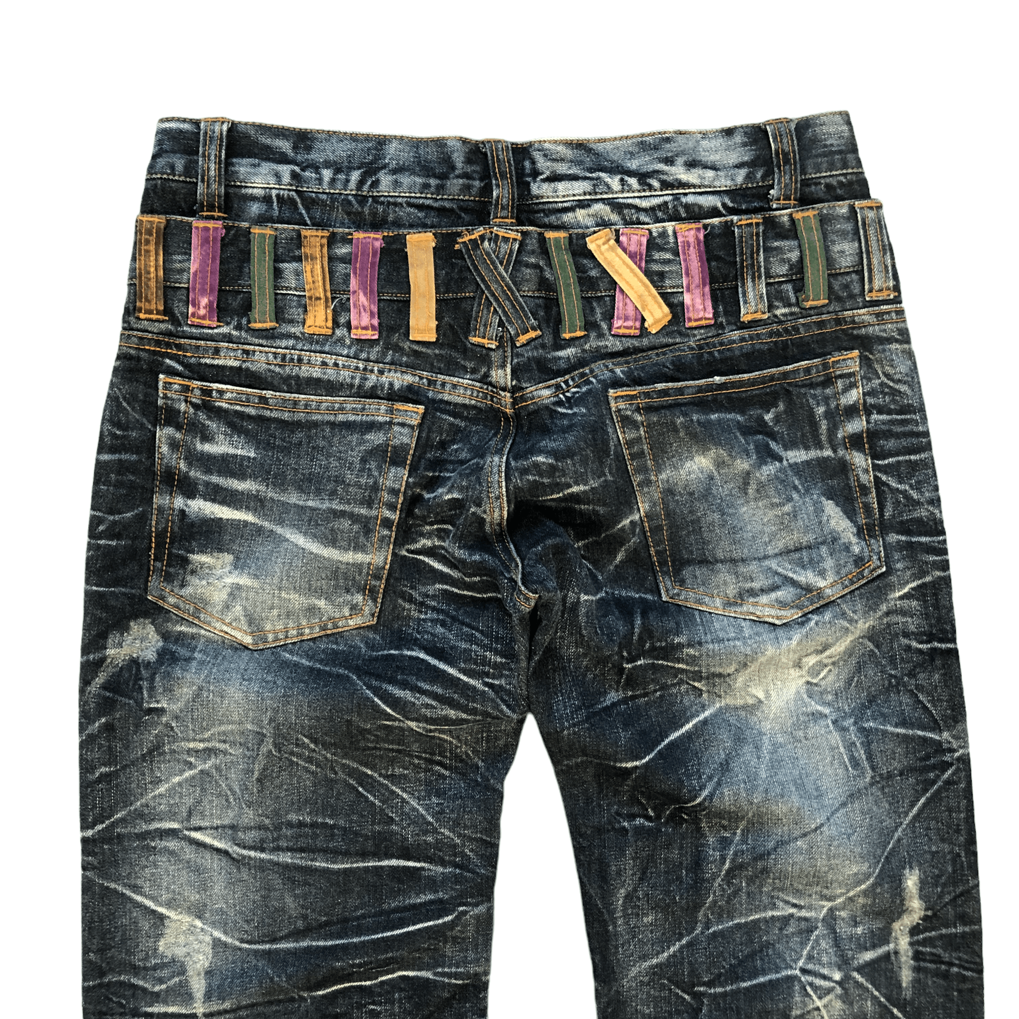 Japanese Brand NYLOUS LIMITED EDITION DOUBLE WAIST DENIM PANTS #5977-216 Size US 32 / EU 48 - 16 Thumbnail