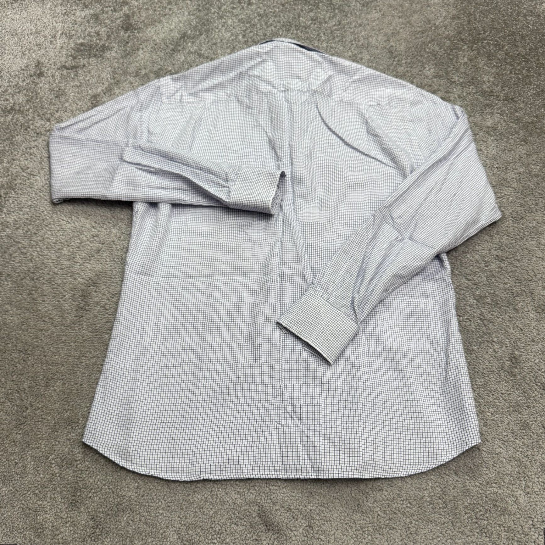 Vintage Chan Dress Shirt Mens Large Blue White Check Button Down Career Shirt Size 42R - 2 Thumbnail