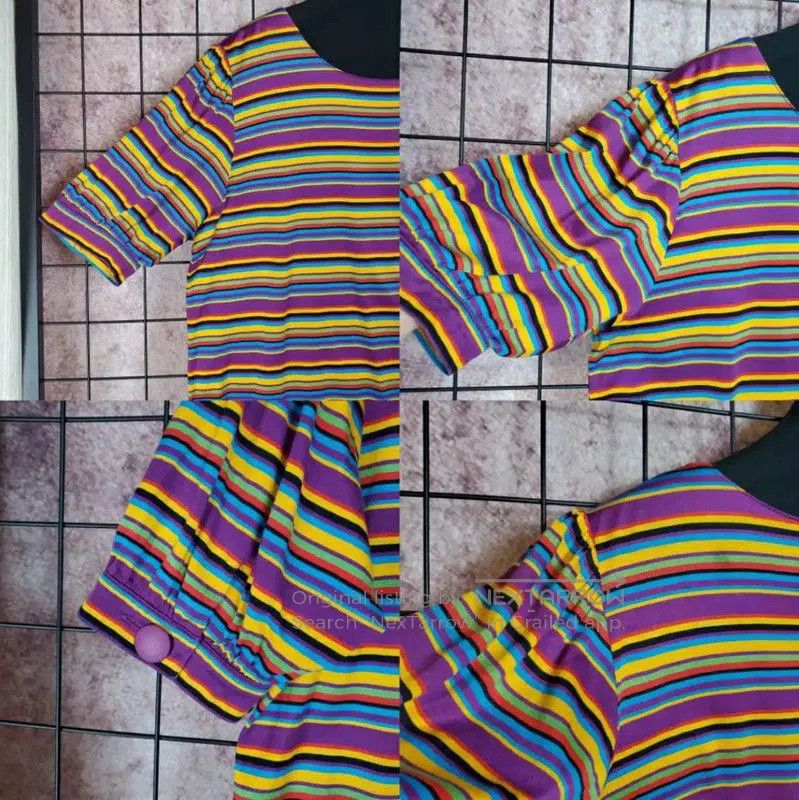 Yves Saint Laurent YSL Purple Striped Cotton Short-Sleeve T-Shirt . Size M / US 6-8 / IT 42-44 - 4 Thumbnail