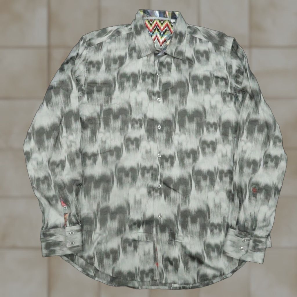 Robert Graham Robert Graham Shirt Mens XL Gray Abstract Flip Cuff Long Sleeve Button-Up Geometric 50 in Chest Regular Fit Vintage No Size US XL / EU 56 / 4 - 1 Thumbnail