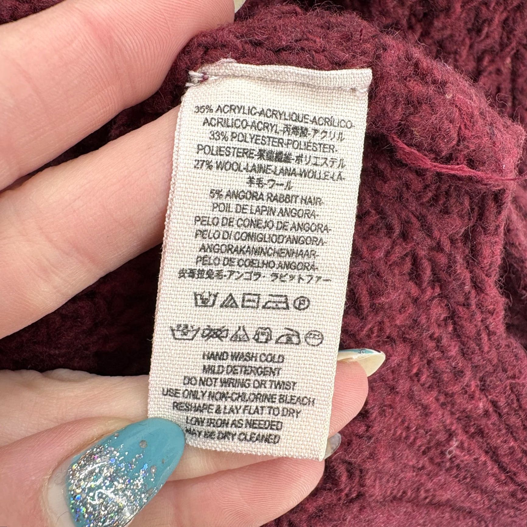 Free People Free People Cardigan Sweater Womens Medium Red Waffle Knit Dolman Wool Rabbit Oversized Dolman Sleeve Open Front V-Neck" Size M / US 6-8 / IT 42-44 - 5 Thumbnail