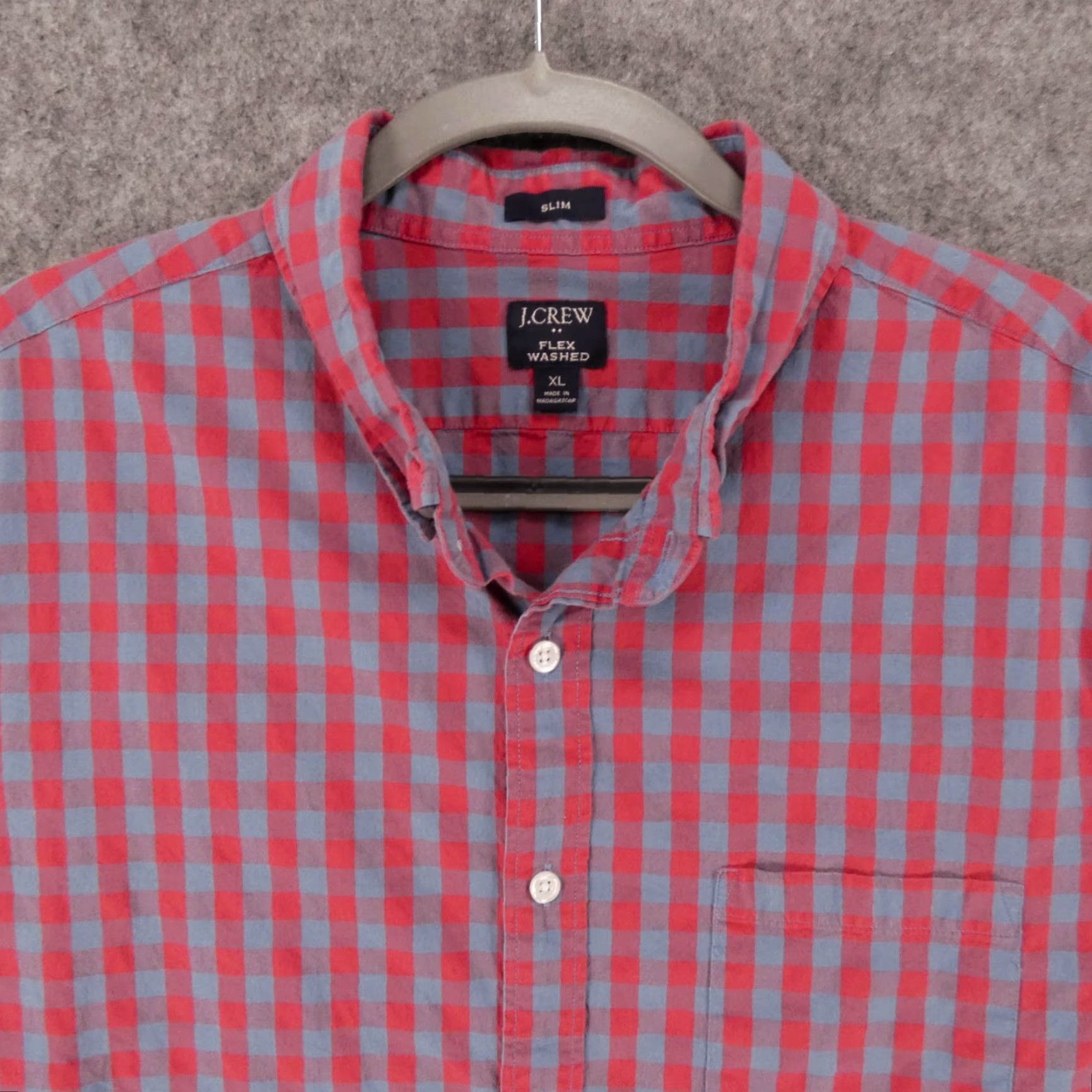 J.Crew J. Crew Shirt Mens Extra Large Slim Long Sleeve Red Blue Check Flex Washed Size US XL / EU 56 / 4 - 2 Thumbnail