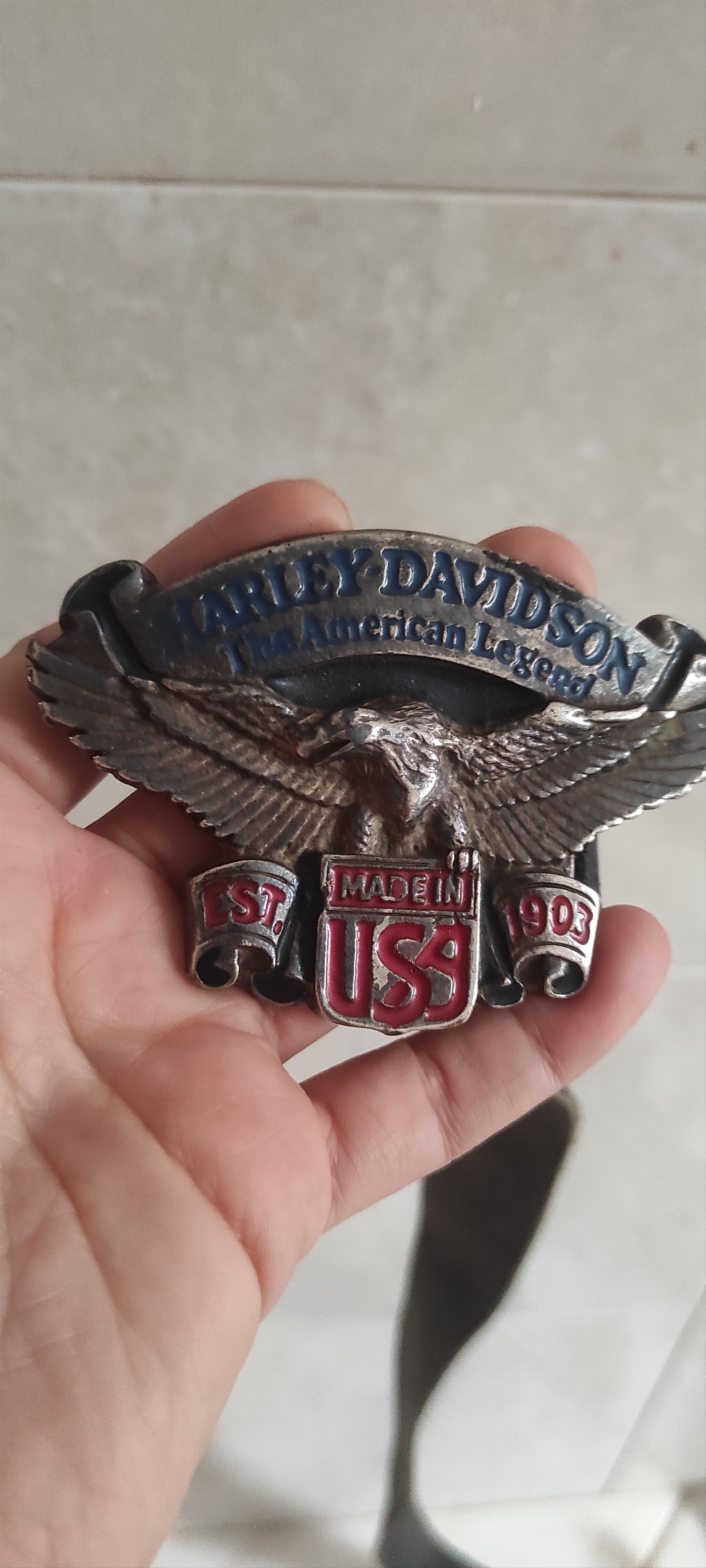 Harley Davidson × Leather Harley Davidson Leather Motor Belt Bald Eagle Made Italy Size ONE SIZE - 2 Thumbnail
