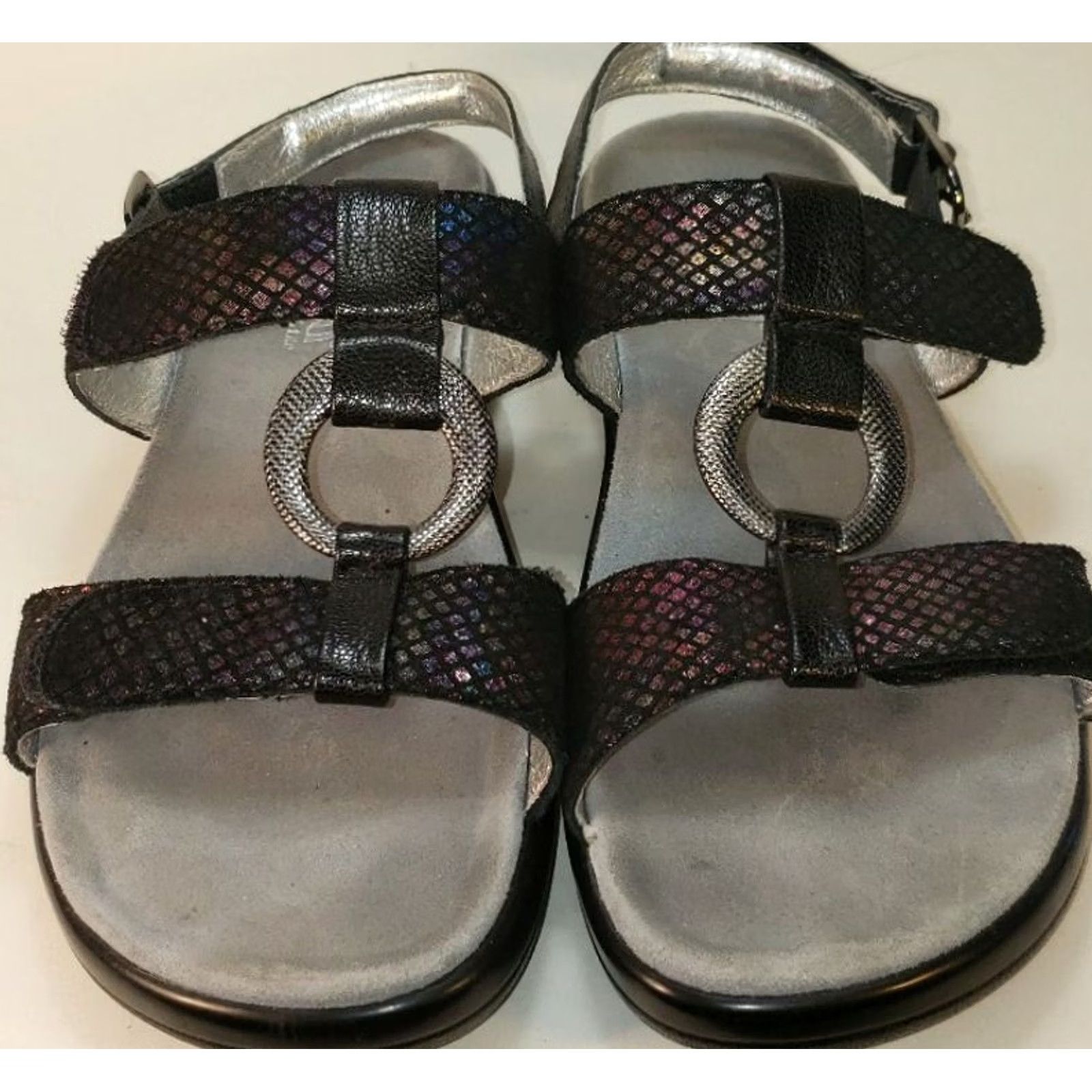 Vintage Alegria Womens Sandal Slingback Strappy Black Iridescent Reptile Size 8.5M 39EU Size US 9 / IT 39 - 3 Thumbnail