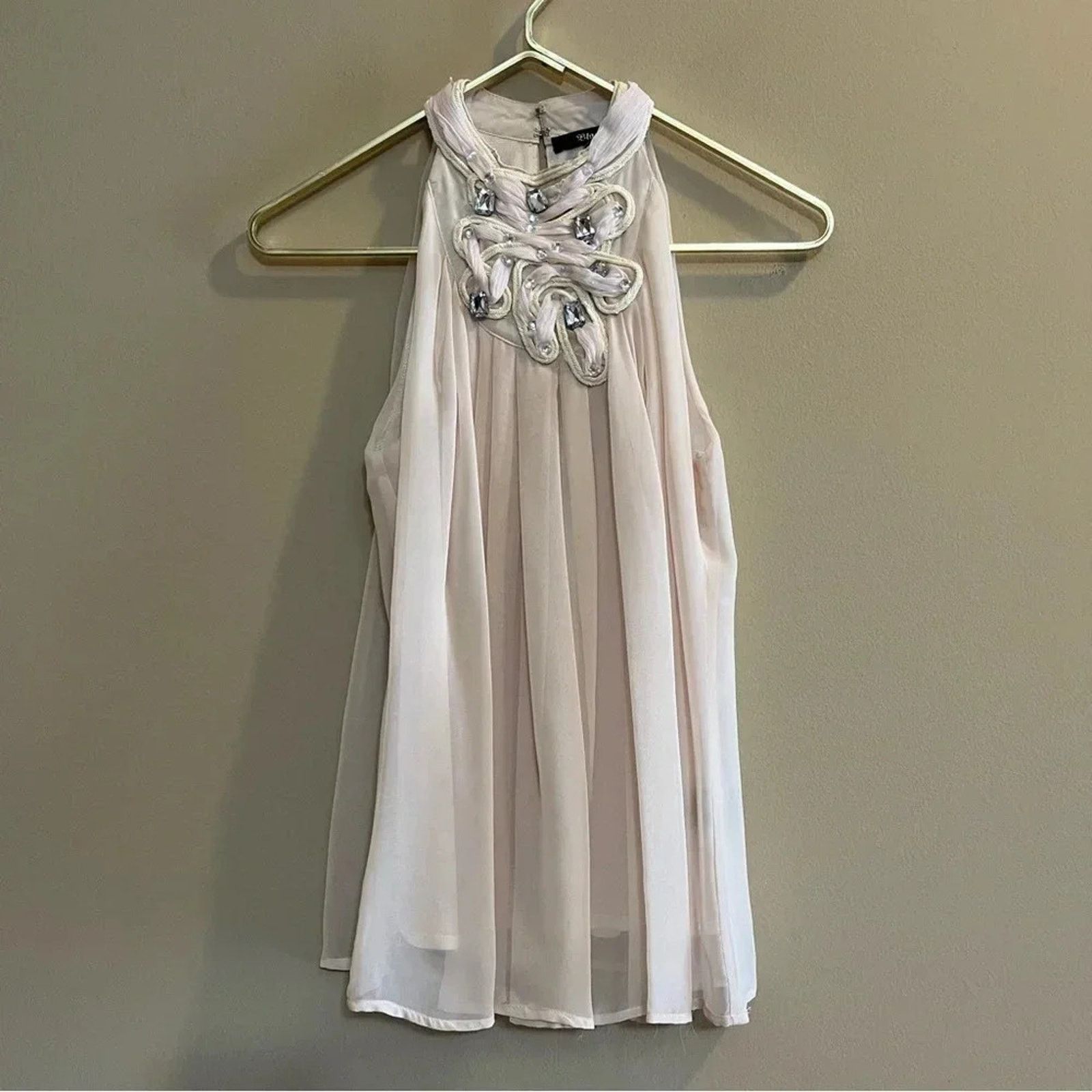 Other Black Brand Sz S Cream Sleeveless Tank Flowy High Neck Size S / US 4 / IT 40 - 1 Thumbnail