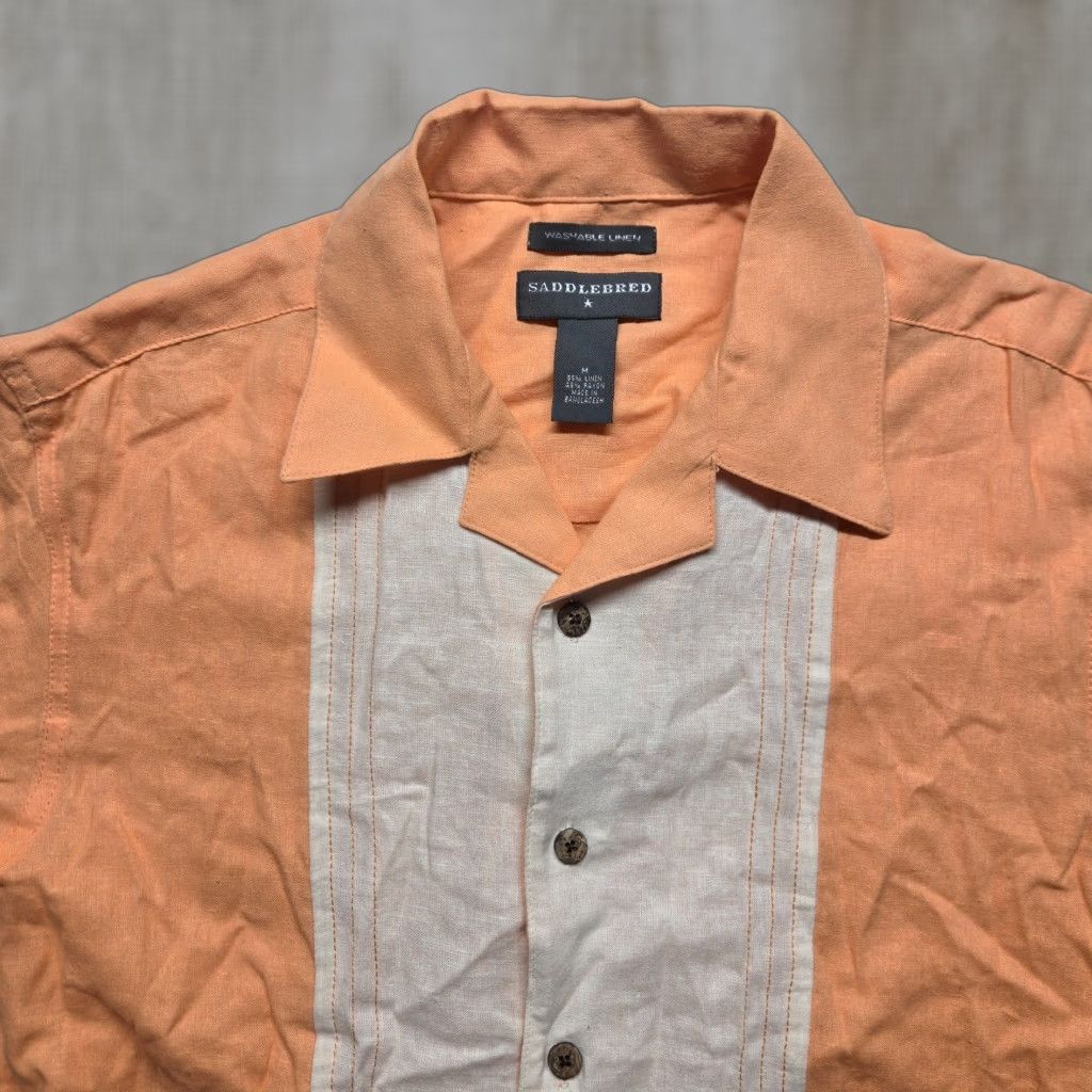 Vintage Saddlebred Shirt Short Sleeve Button-Up Adult Men's Size M Orange Front Button-Down Casual 90s? Size US M / EU 48-50 / 2 - 1 Thumbnail