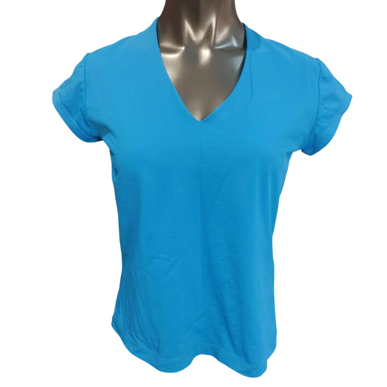 Chicos Chico's Women's 1 Bright Blue V-Neck Casual Tee Size M / US 6-8 / IT 42-44 - 1 Thumbnail